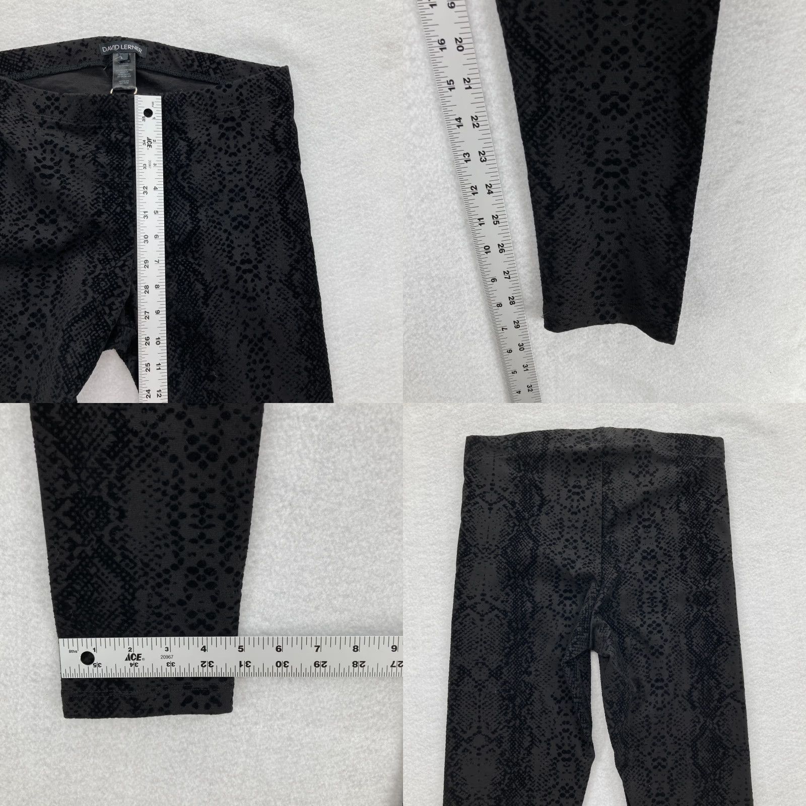 Velvet David Lerner Leggings Women's Large Black Velvet Burnout Snake Print Skinny NWT Size 36" / US 14 / IT 50 - 8 Thumbnail