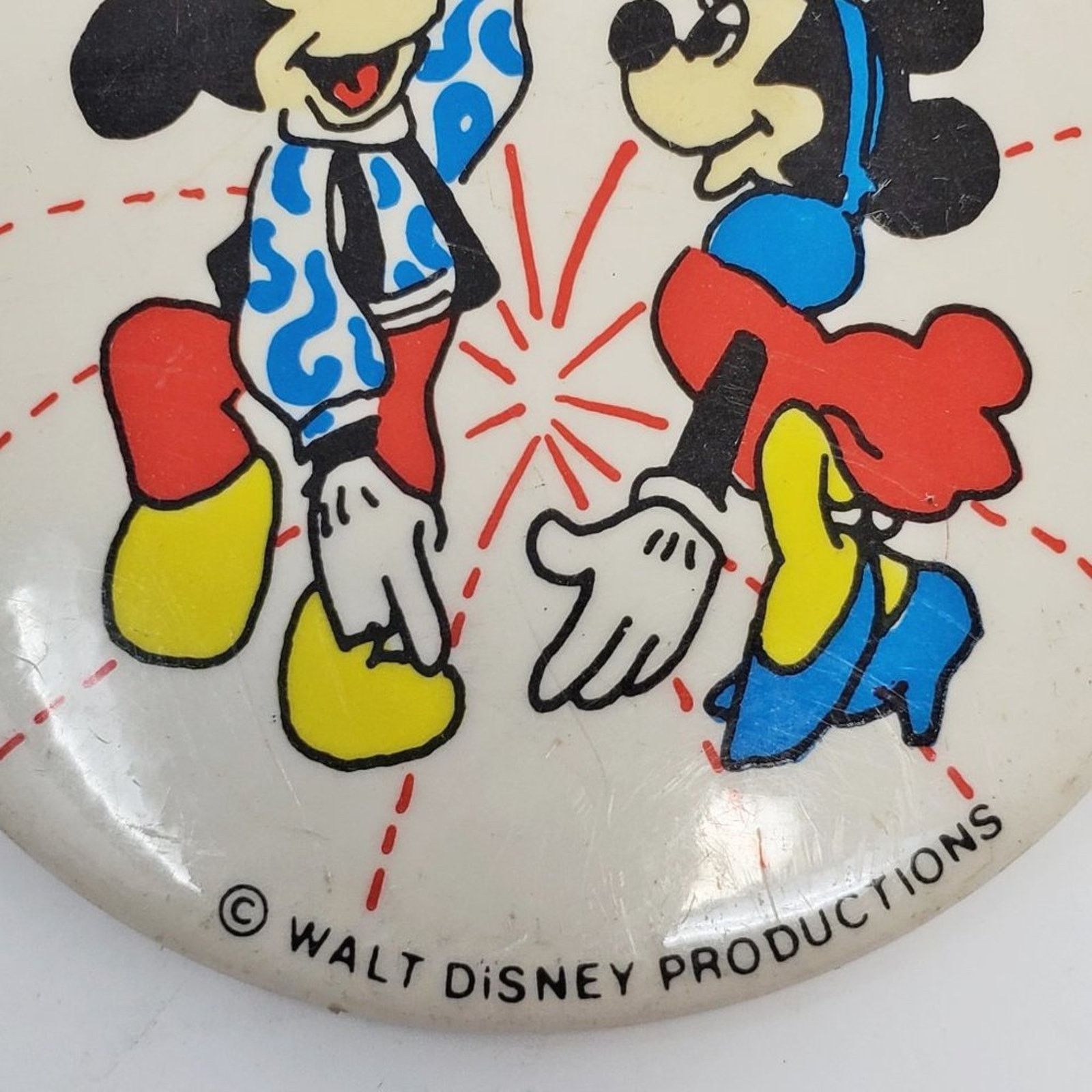 Disney VTG Walt Disney Productions Mickey & Minnie Dancing Button Size ONE SIZE - 4 Thumbnail