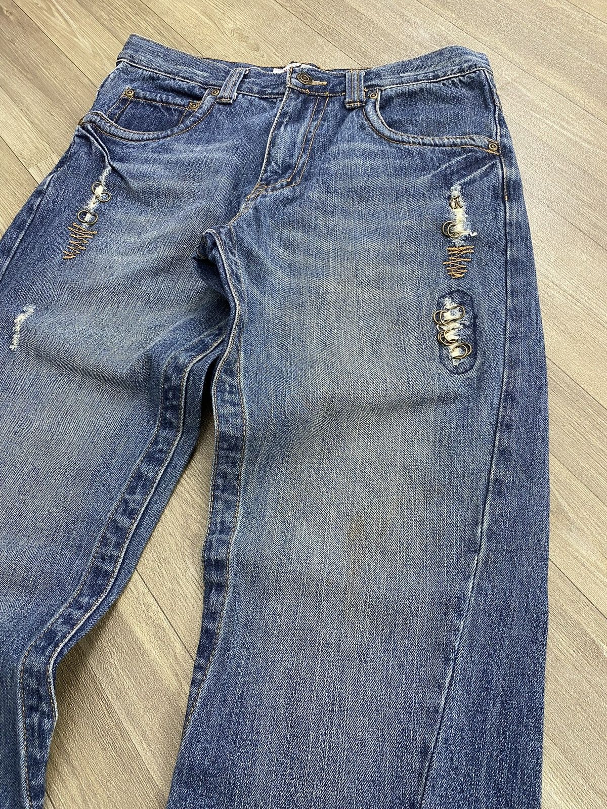 If Six Was Nine 2000s Jungle Storm Distressed Lgb Style Bootcut Flared Jeans Size US 30 / EU 46 - 5 Thumbnail