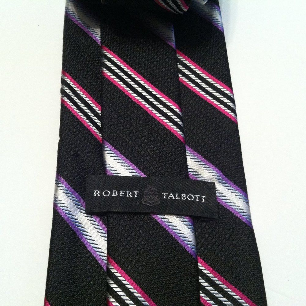 Robert Talbott ROBERT TALBOTT MENS NEW BLACK SILK TIE WIDTH: 3 1/2" Size ONE SIZE - 3 Thumbnail
