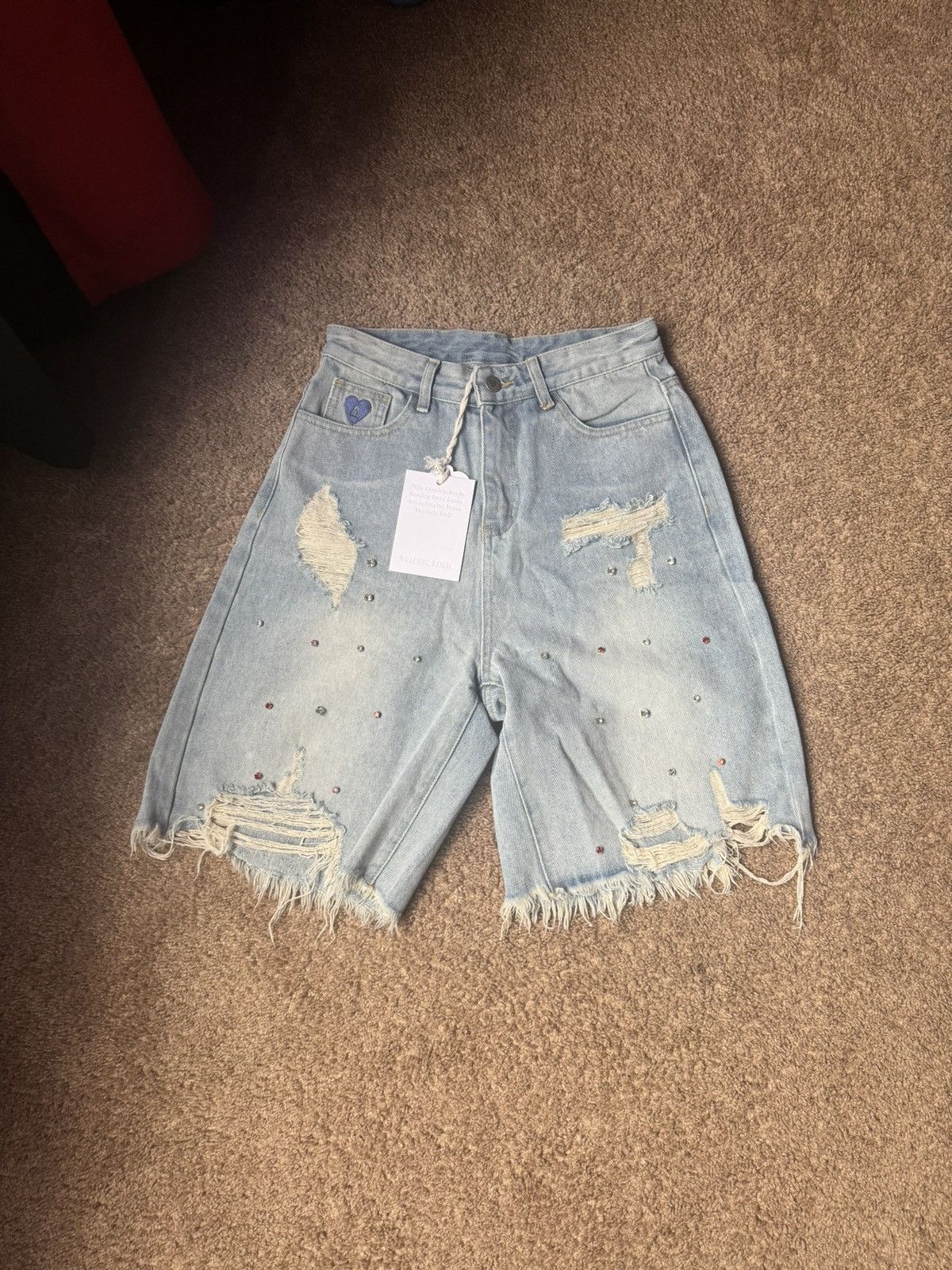 Designer × Vintage Aelfric Eden Rhinestone Application Jorts Size US 26 / EU 42 - 1 Thumbnail