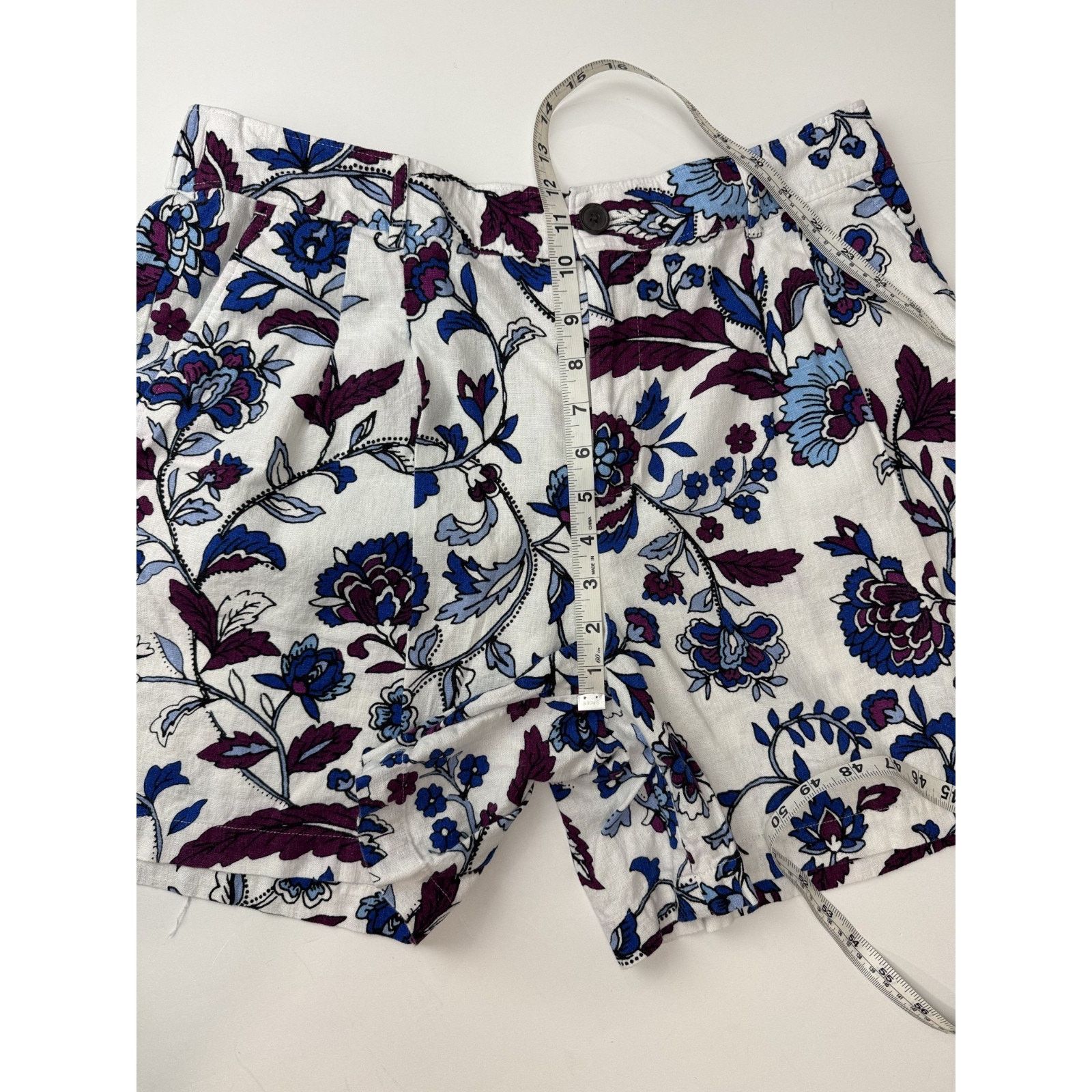 Other Liz Claiborne Linen Blend Shorts Purple Blue Floral 12 Size 34" / US 12 / IT 48 - 7 Thumbnail