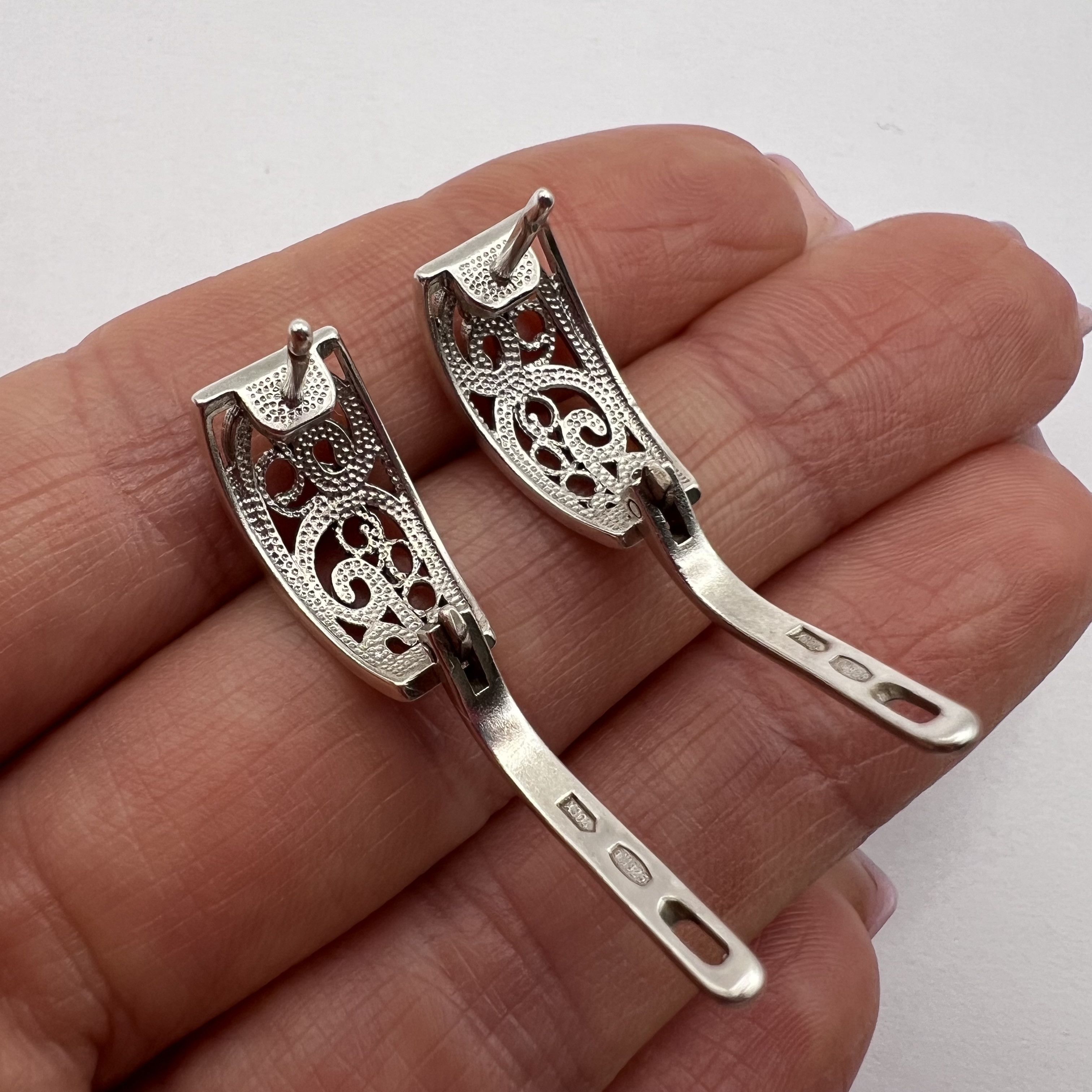Sterling Silver Vintage Stud Earrings Sterling Silver 925 Jewelry 3.9gr Size ONE SIZE - 3 Thumbnail