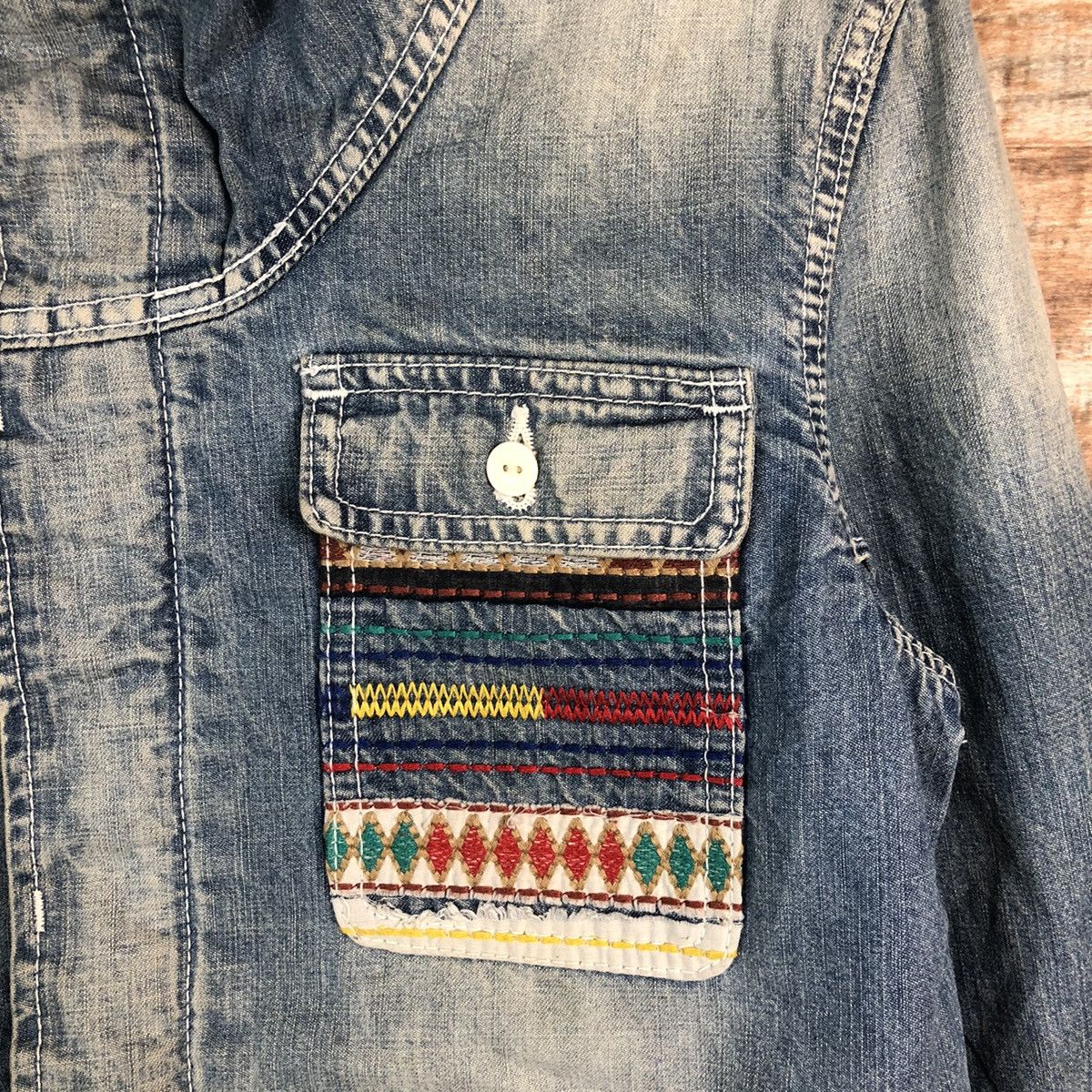 go slow caravan Go Slow Caravan Blue Denim Jacket Hoodie #A2332 Size US XS / EU 42 / 0 - 10 Thumbnail