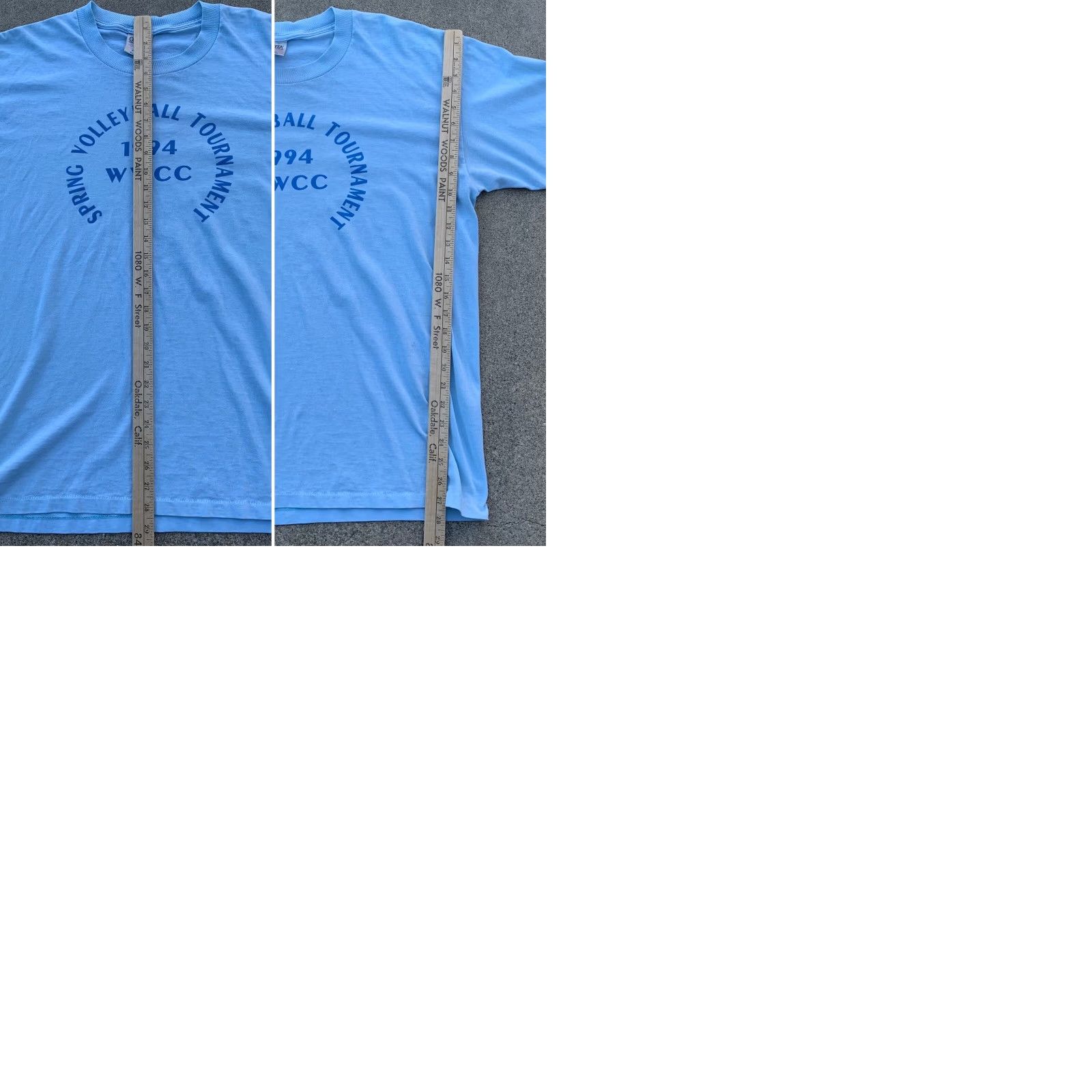 Vintage vintage 1994 WWCC Spring Volleyball Tournament t shirt single stitch XL blue Oneita Power/50 plus graphic print Men T-Shirt 90s Sports Size US XL / EU 56 / 4 - 9 Thumbnail