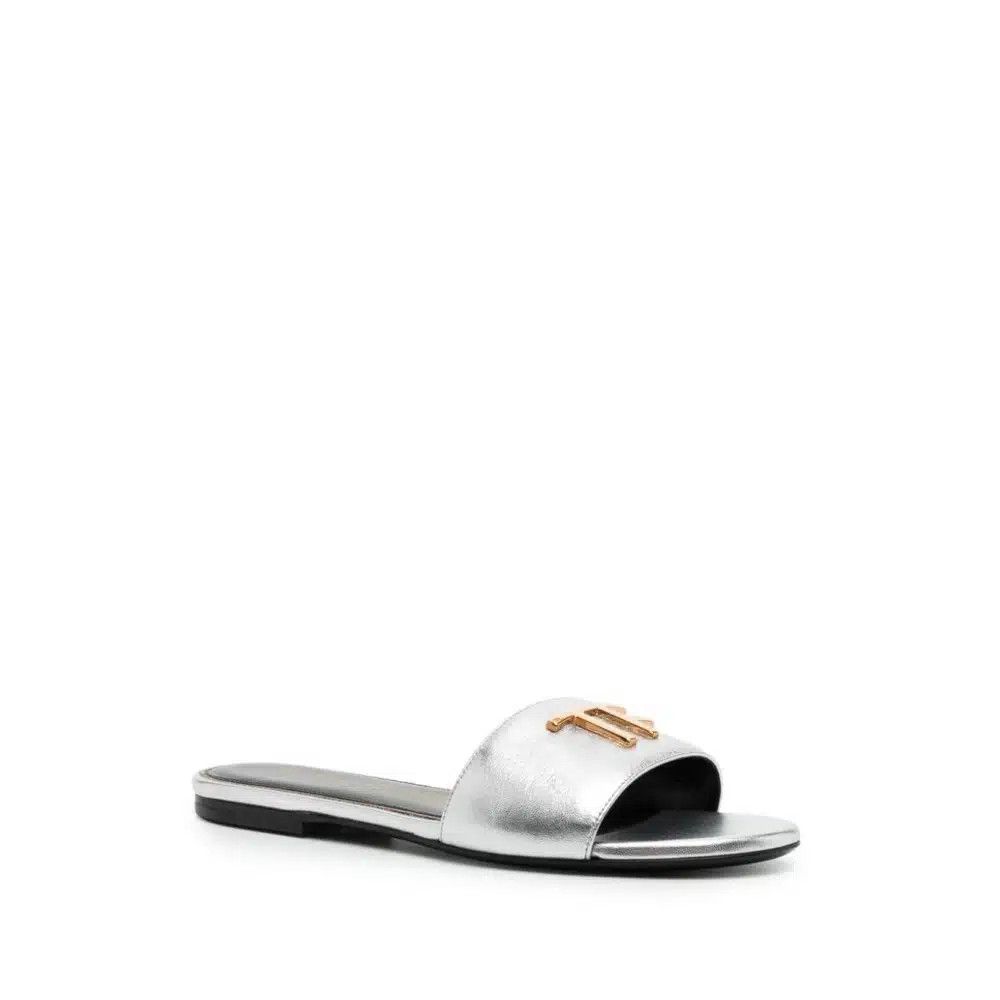 Tom Ford o1loc1c0125 W3216 Flat TF Logo Plaque Slides in Silver Size US 7.5 / IT 37.5 - 3 Thumbnail