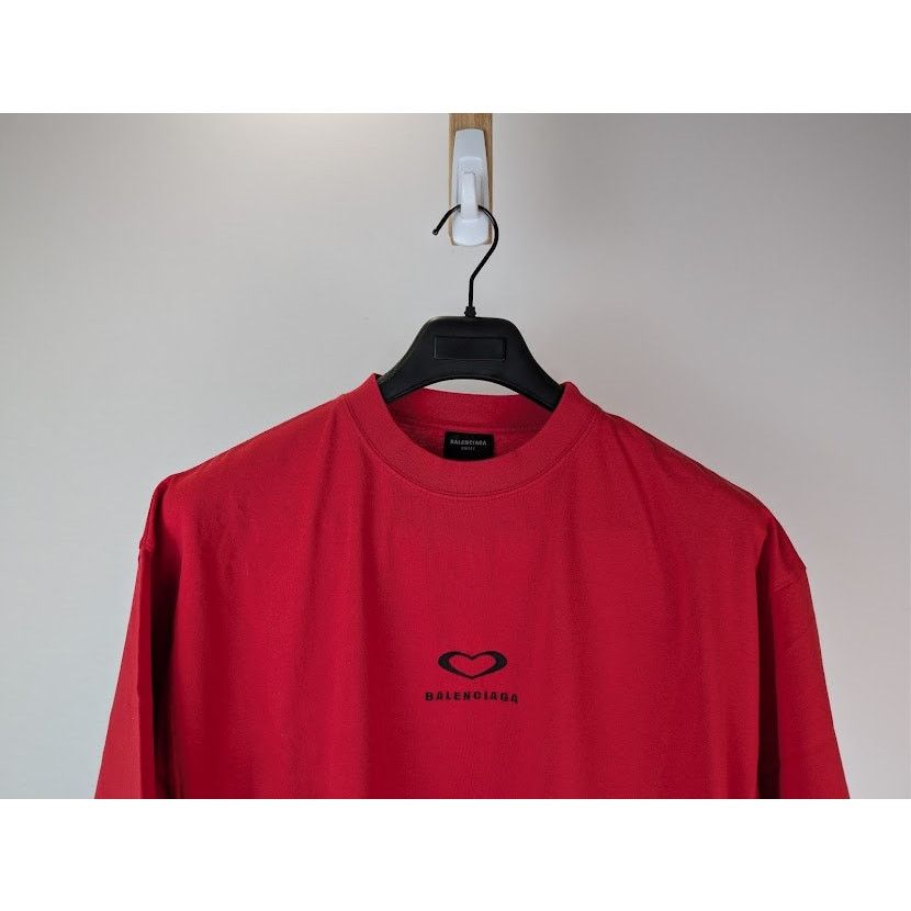 Balenciaga o1rshd1 Sweetheart Dry Jersey Medium Fit T-Shirt in Red Size US L / EU 52-54 / 3 - 4 Thumbnail