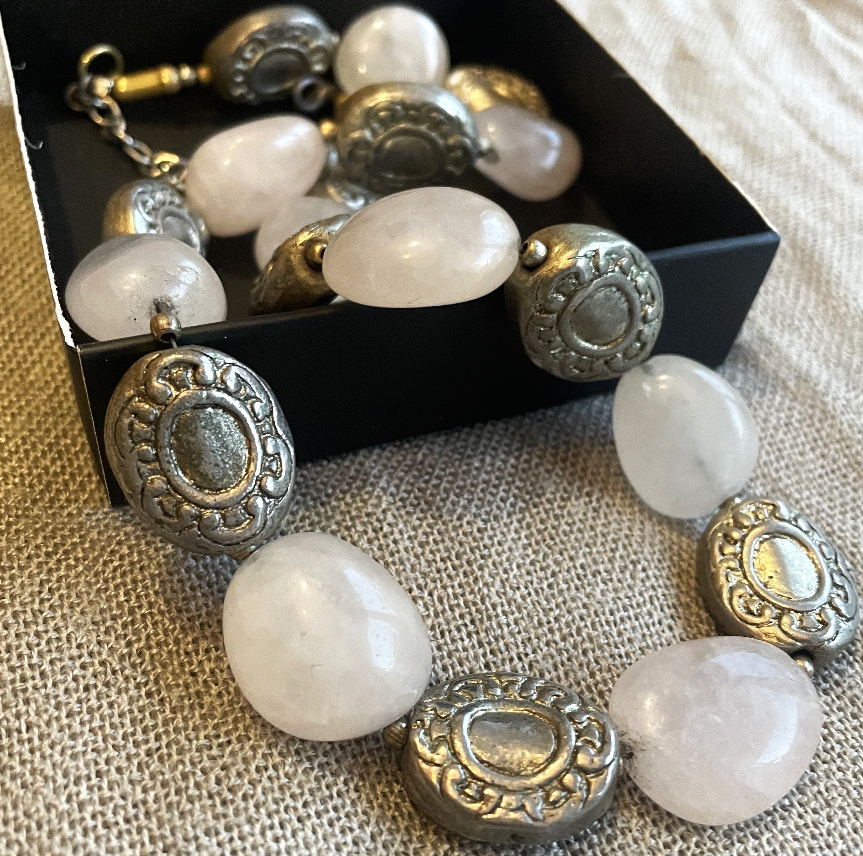 Other Vintage Statement Necklace Rose Quartz & Tribal Silver Beads Size ONE SIZE - 4 Thumbnail