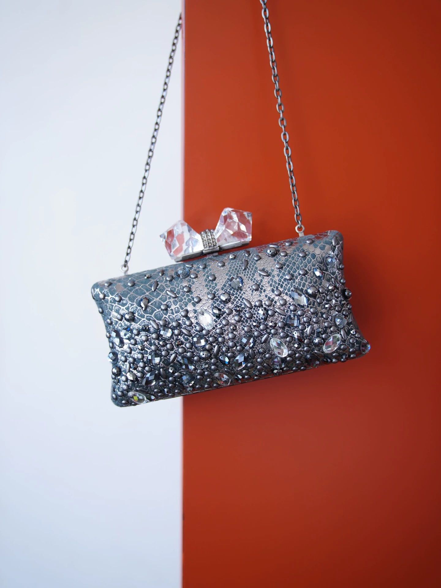 Judith Leiber Judith Leiber Vintage Green Ombre Croc Box Bag Jeweled Chain Size ONE SIZE - 7 Thumbnail