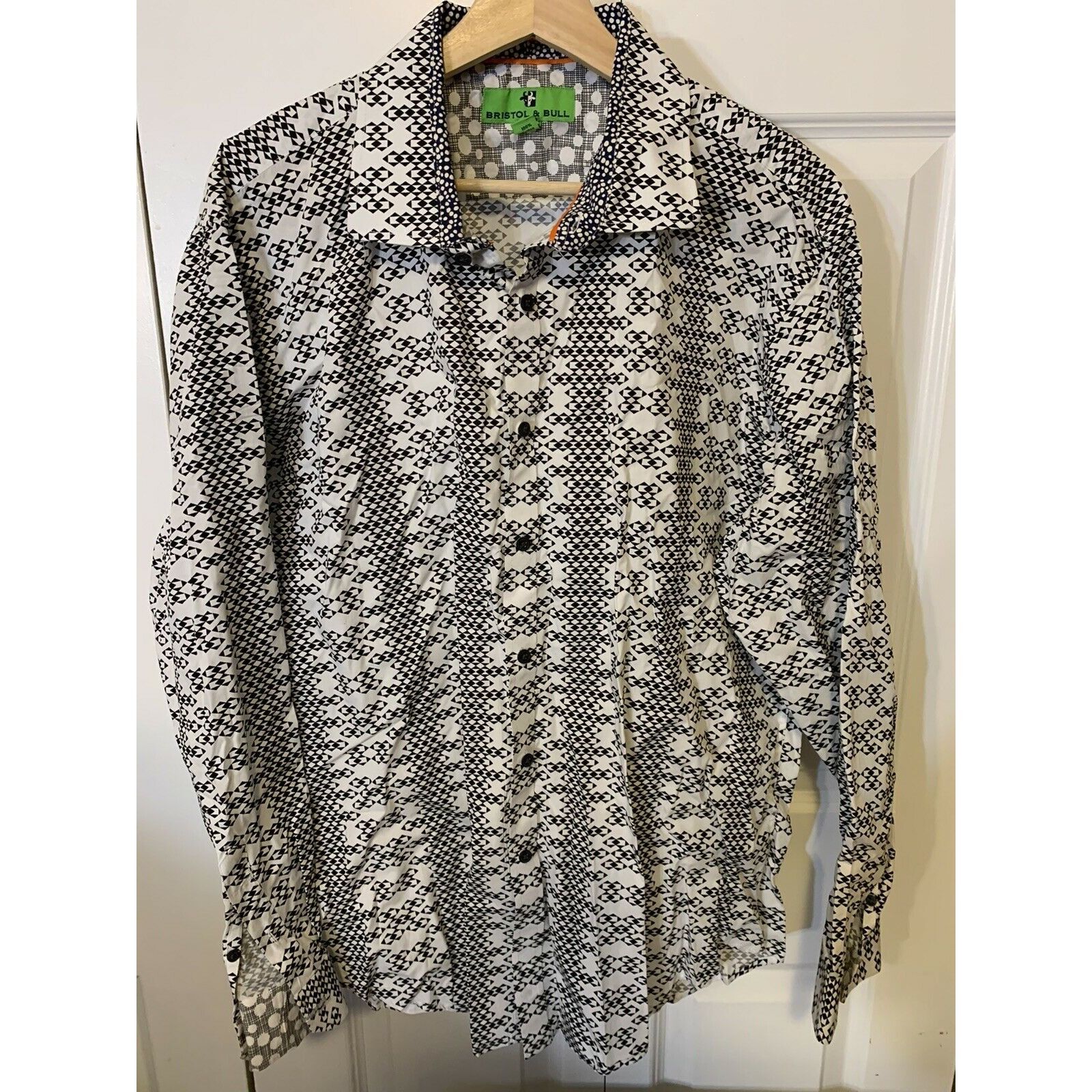 Other Bristol & Bull Men’s Sz XL Black White Geometric Shirt Size US XL / EU 56 / 4 - 4 Thumbnail