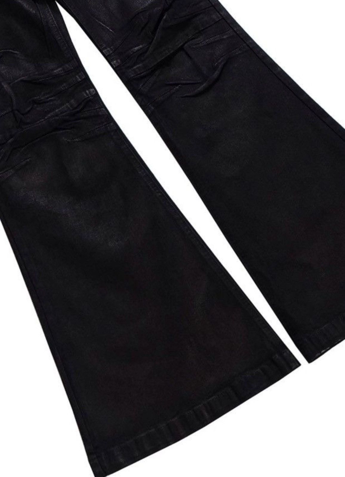 Japanese Brand × Jean Vinyl Coated Crease Denim Flared Jeans Size US 33 - 7 Thumbnail