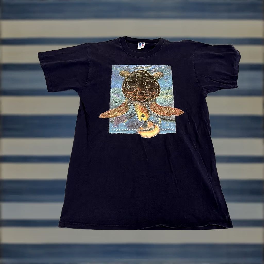 Russell Athletic VINTAGE Russell Athletic Shirt Men M/L Blue 1995 Turtle 90s Beach Cotton Crew Neck Short Sleeve Size US M / EU 48-50 / 2 - 1 Thumbnail