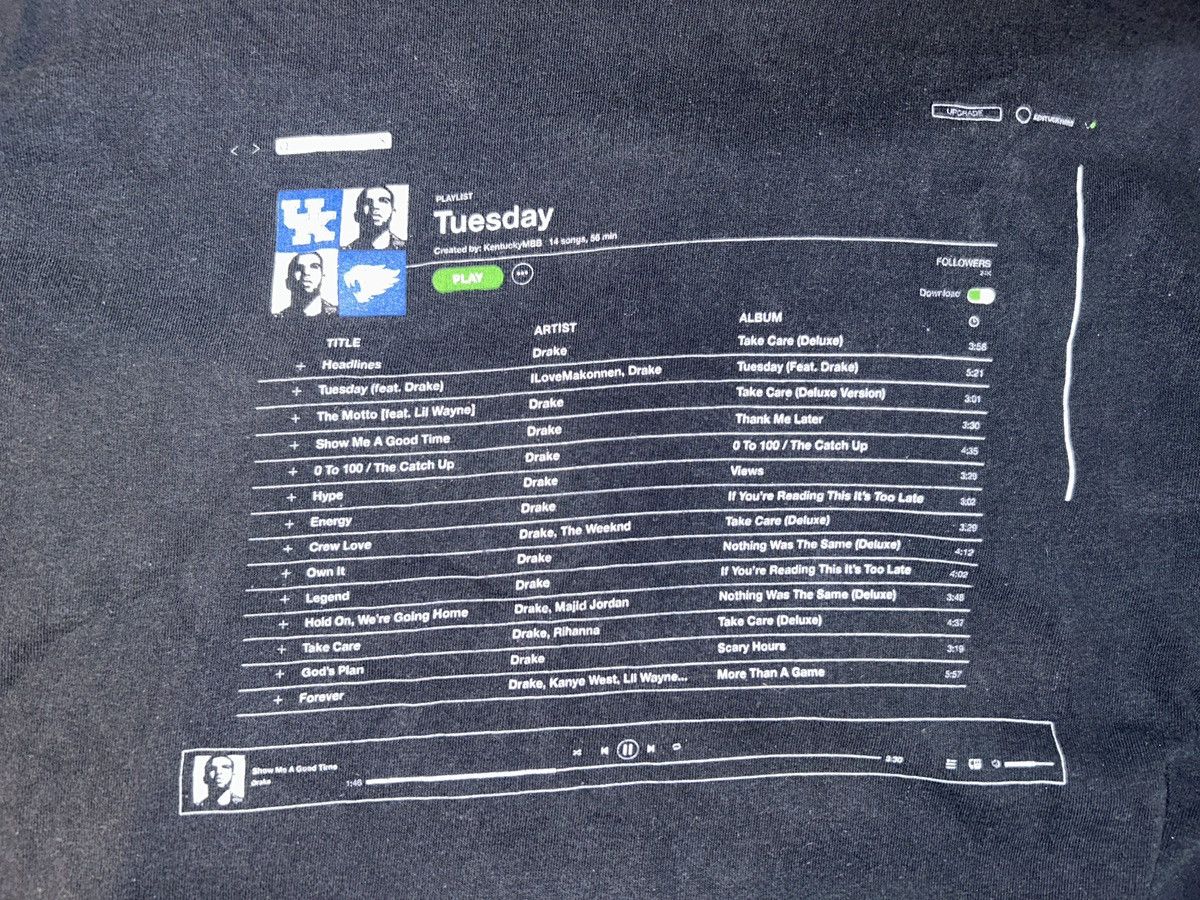 Drake × Vintage University of Kentucky x Drake track list tee Size US L / EU 52-54 / 3 - 1 Thumbnail