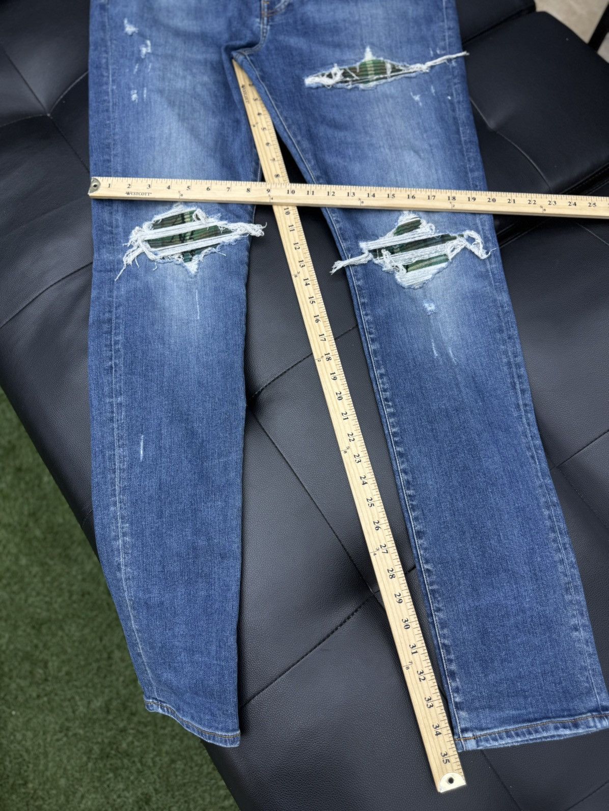 Amiri Amiri MX1 Jeans Blue Green Patch Size 38 Pre Owned 🧼 Size US 38 / EU 54 - 8 Thumbnail