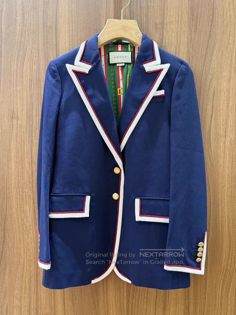Gucci Gucci Blue college-style suit jacket Size S / US 4 / IT 40 - 1 Thumbnail