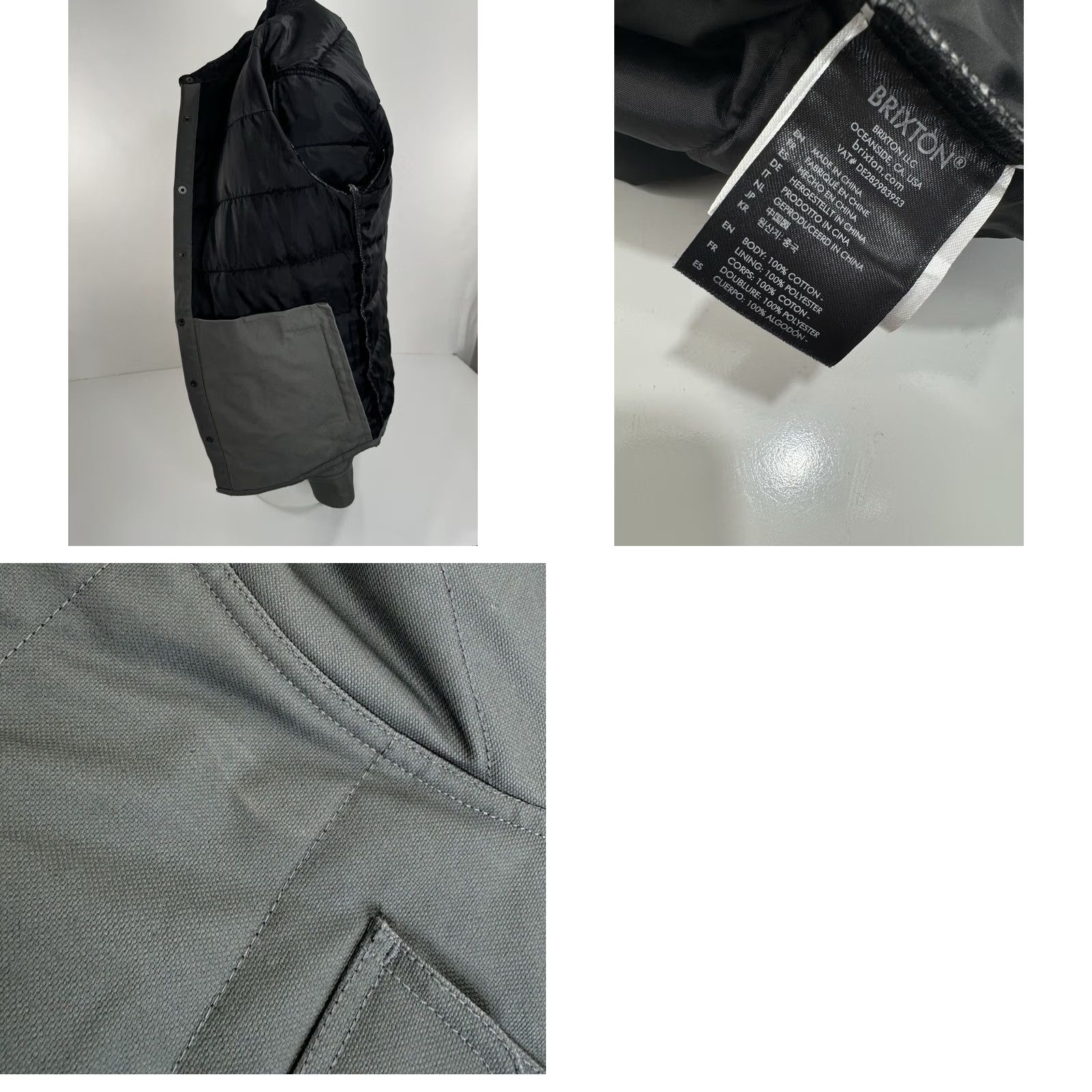 Brixton Brixton Jacket Ranch Denim Quilted Collared Snap S Gray Men Small - EXCELLENT Size US S / EU 44-46 / 1 - 8 Thumbnail