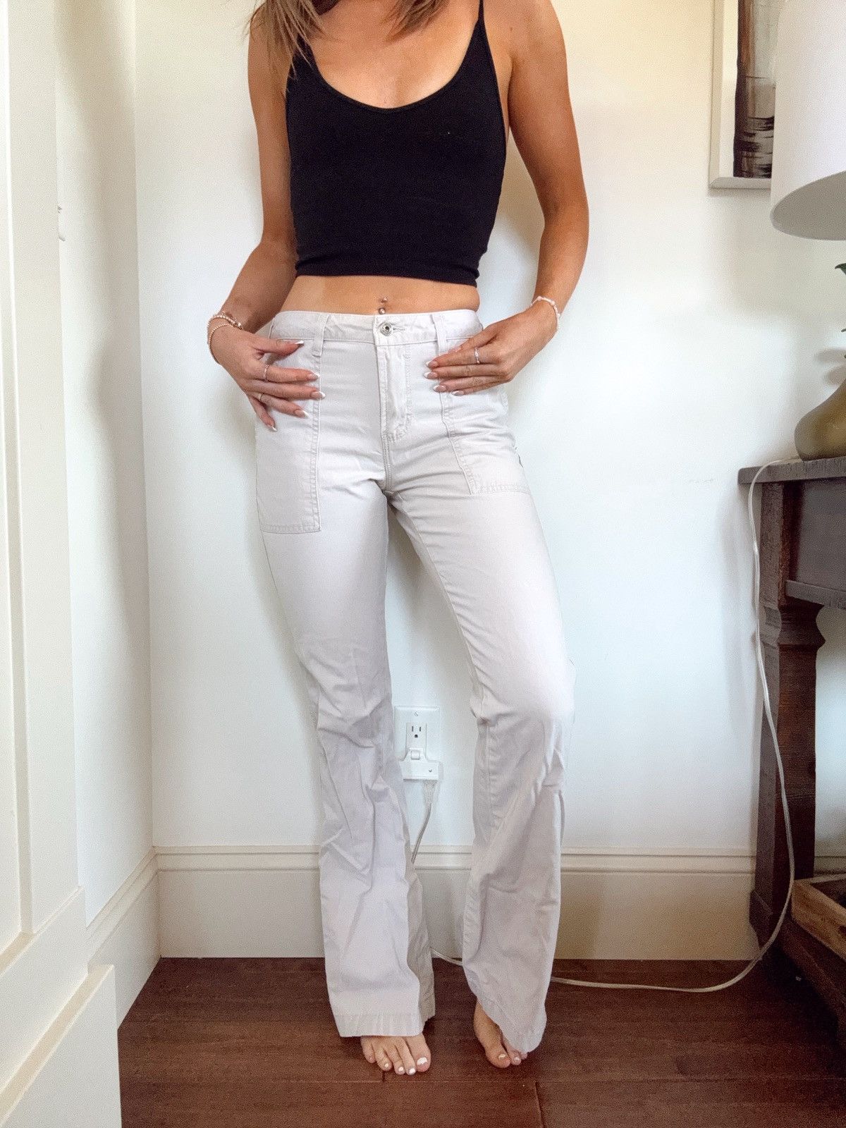 Silver Jeans Co. vintage 90s wide leg silver flared cargo pants Size 28" / US 6 / IT 42 - 2 Thumbnail