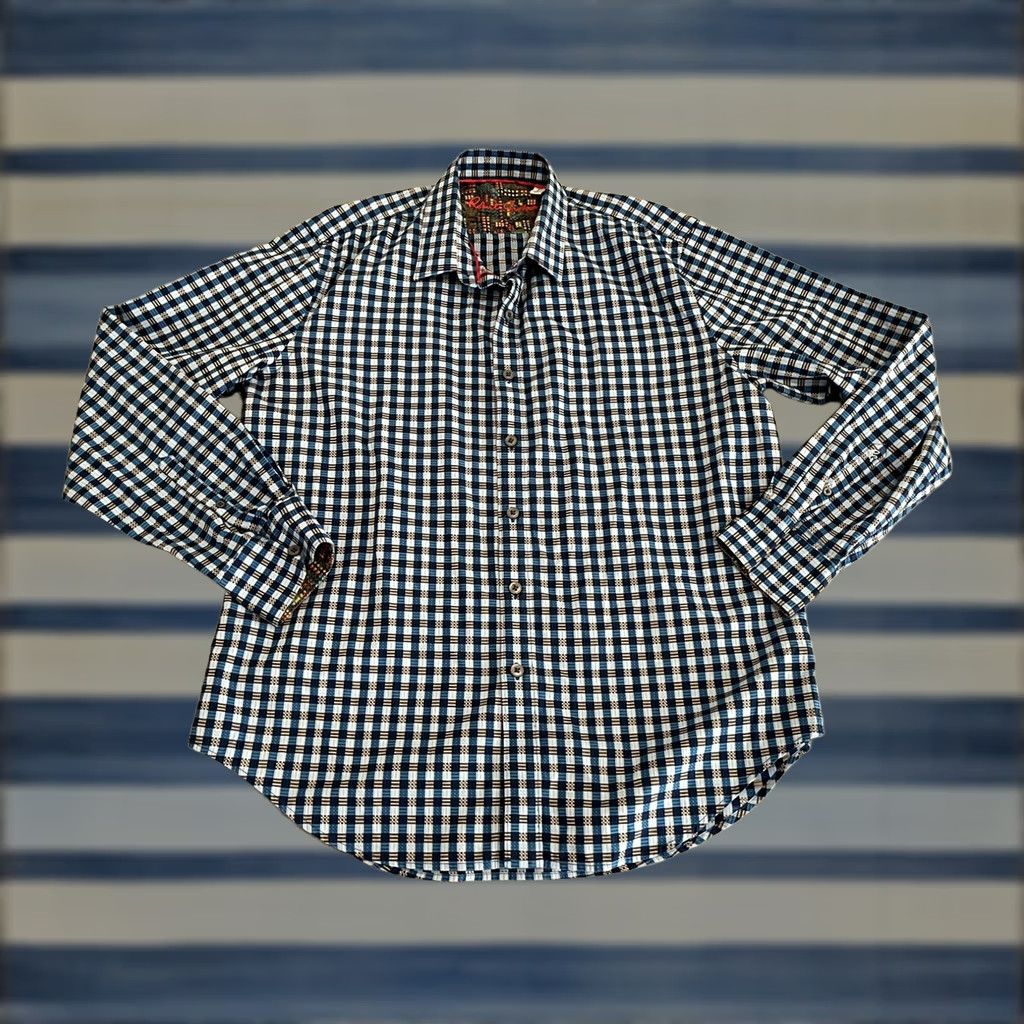 Robert Graham Robert Graham Button-Up Shirt Plaid Long Sleeve Mens Large Blue 100% Cotton Regular Size US L / EU 52-54 / 3 - 1 Thumbnail