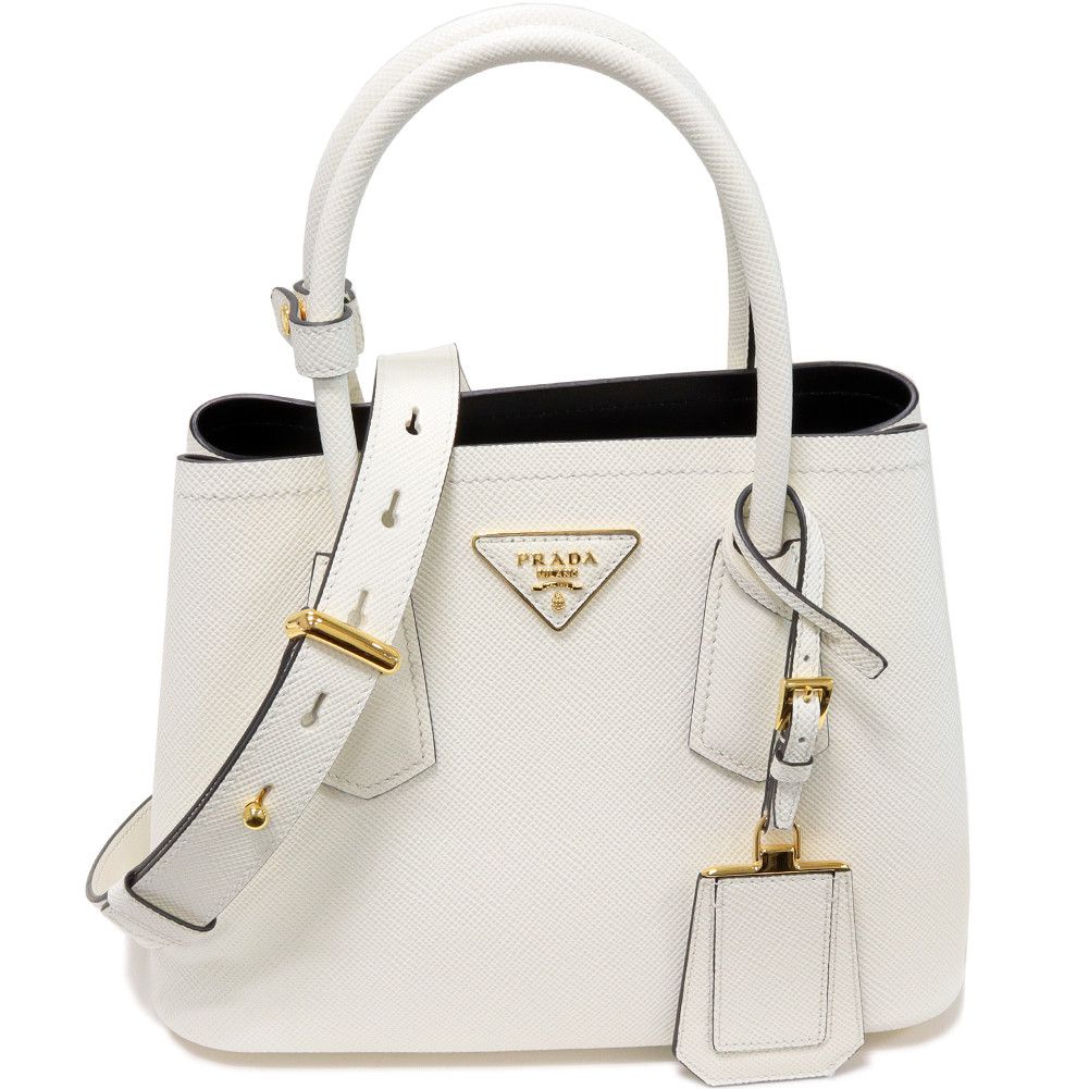 Prada Prada Prada Leather Hand Tote Shoulder Bag Mini White x Black Leather Handbag 1BG443_2DKV_F0G3Z_V_XWO in Pristine Condition Size ONE SIZE - 1 Thumbnail