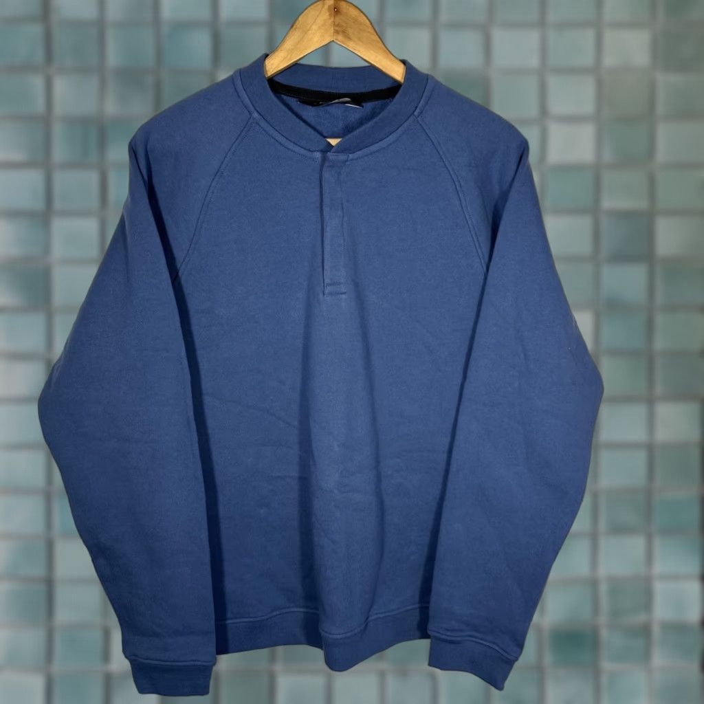 Vintage VINTAGE: No American Giant Sweatshirt Henley Mens Blue Cotton Fleece USA Medium Snap Long Sleeve Regular Size US M / EU 48-50 / 2 - 1 Thumbnail