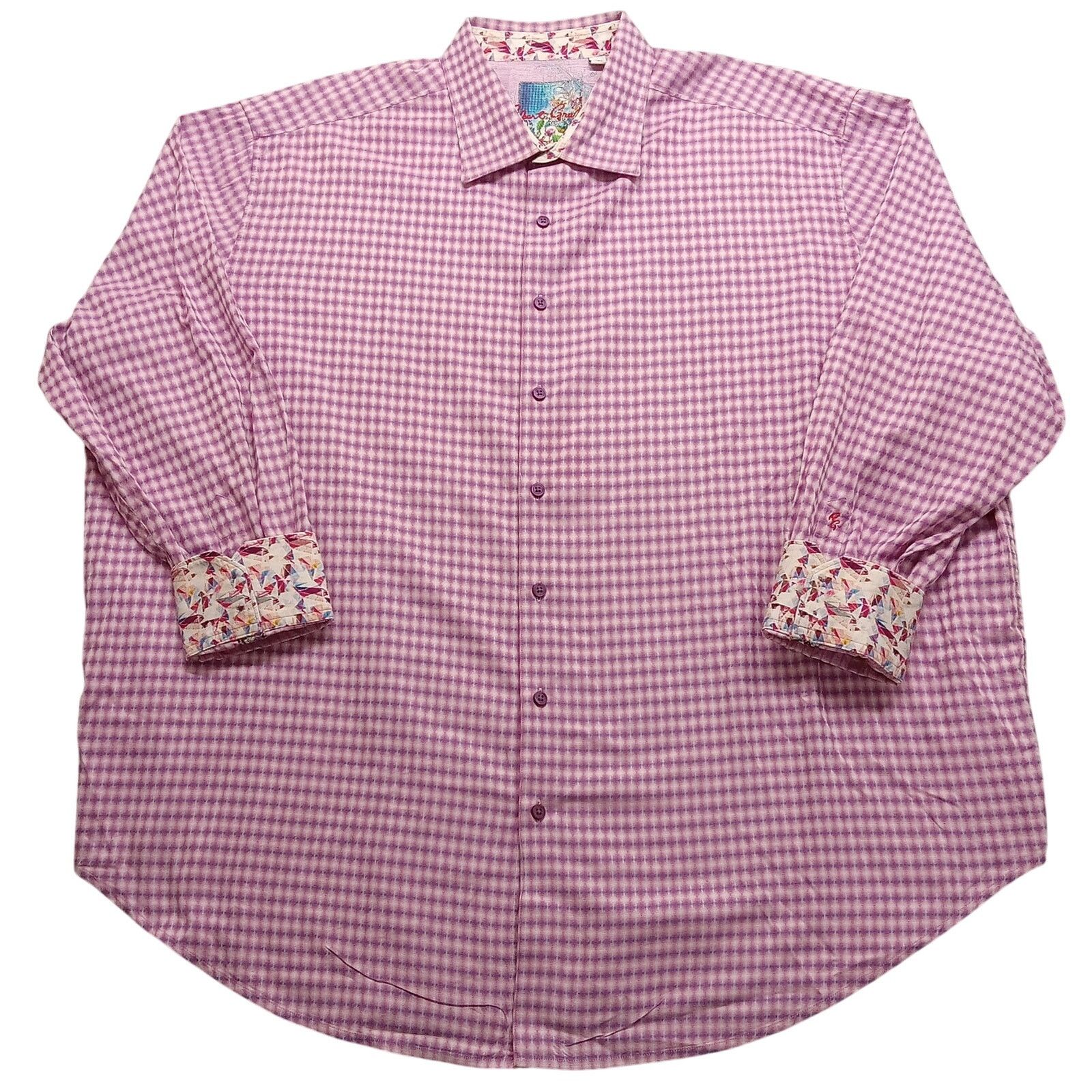 Robert Graham Shirt 3XL Men Plaid Contrasting Cuffs & Collar