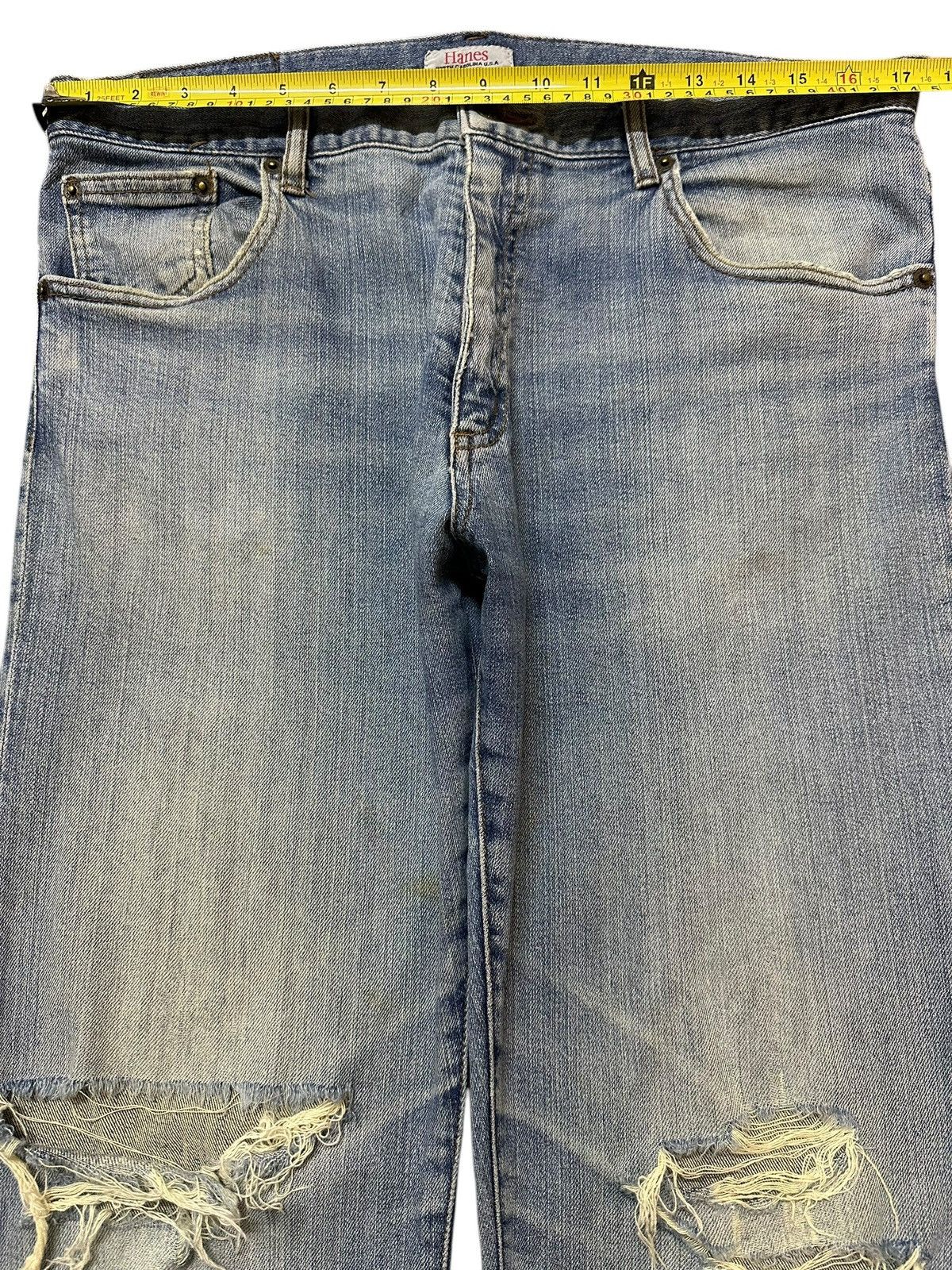 Hanes Vintage 90s Hanes Faded Wash Destroyed Distressed Jeans Size US 34 / EU 50 - 11 Thumbnail