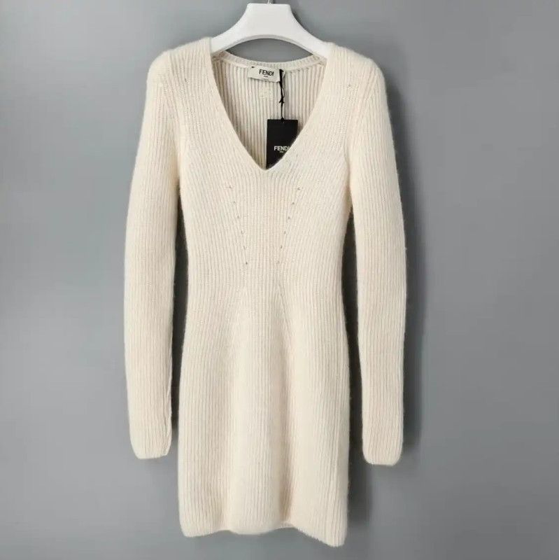 Fendi Women's White Wool Dress 0089