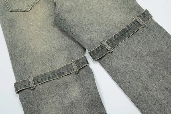 VIBE Y2k knee button grey washed jeans Size US 34 / EU 50 - 4 Thumbnail