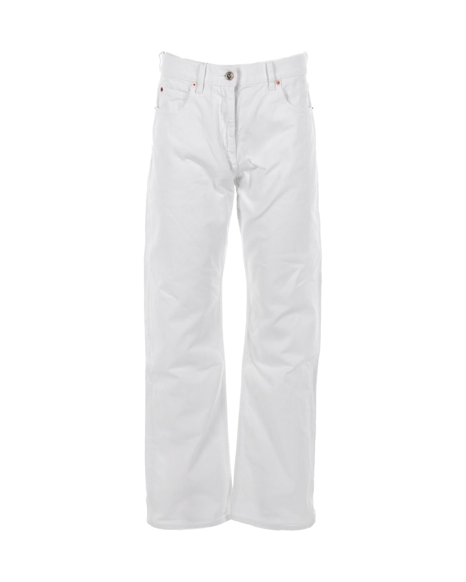 image of Sophisticated High-Rise Wide-Leg Jeans In White Cotton By Valentino, Women's (Size 29)