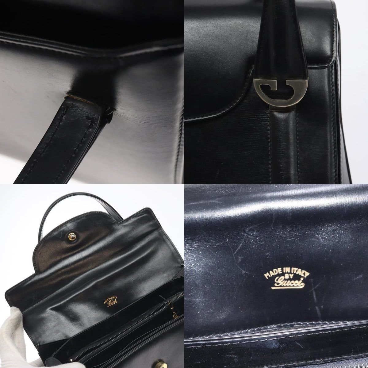 Gucci GUCCI Handbag Leather Black Gold Size ONE SIZE - 11 Thumbnail