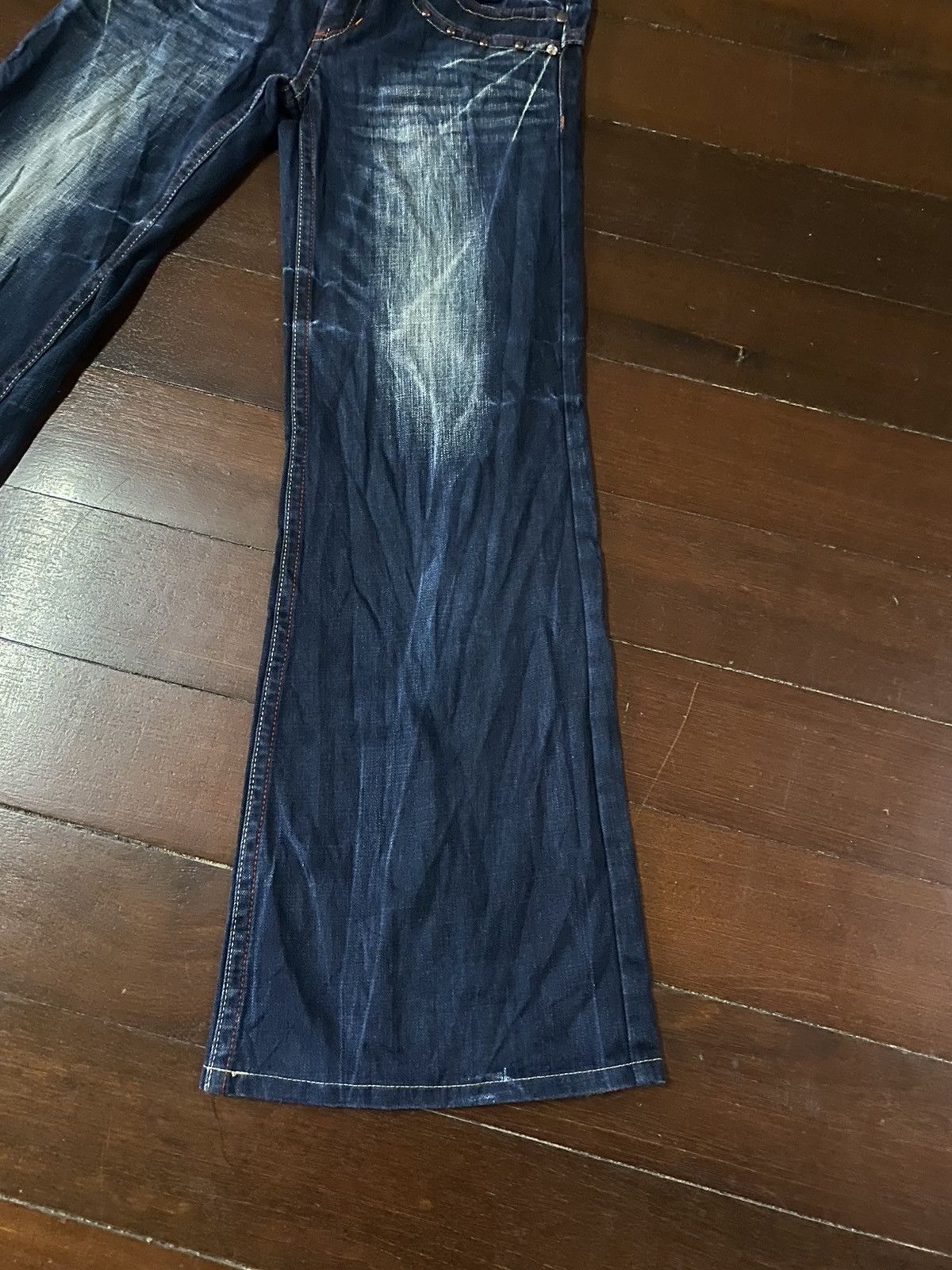 JNCO FIRE 🔥 RIOBERA DENIM FLARE JEANS LOW RISE EMBROIDERED STUDD Size 34" / US 12 / IT 48 - 4 Thumbnail