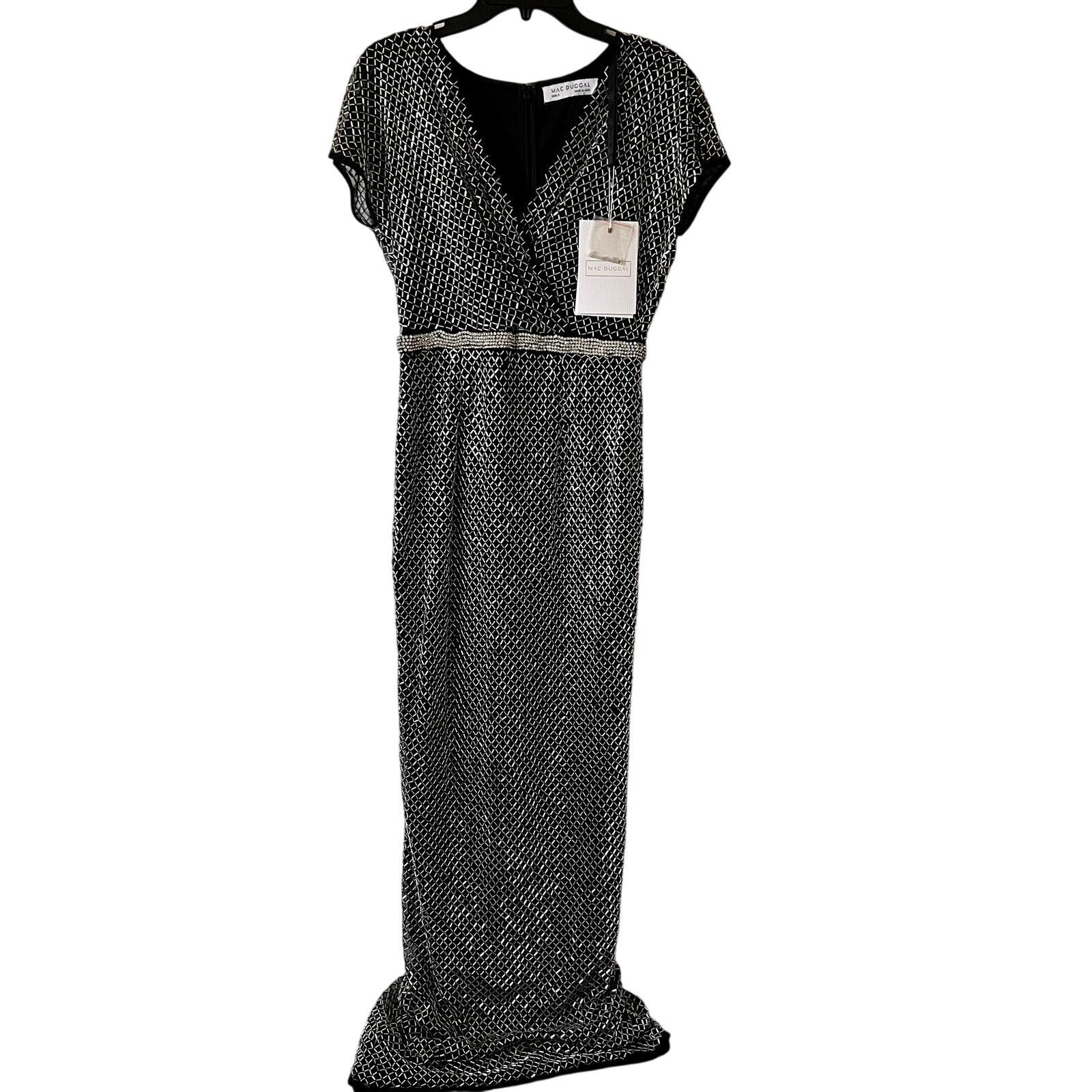 MACH & MACH Mac Duggal Rhinestone Cocktail Dress Black Silver size 4 BB Size S / US 4 / IT 40 - 5 Thumbnail