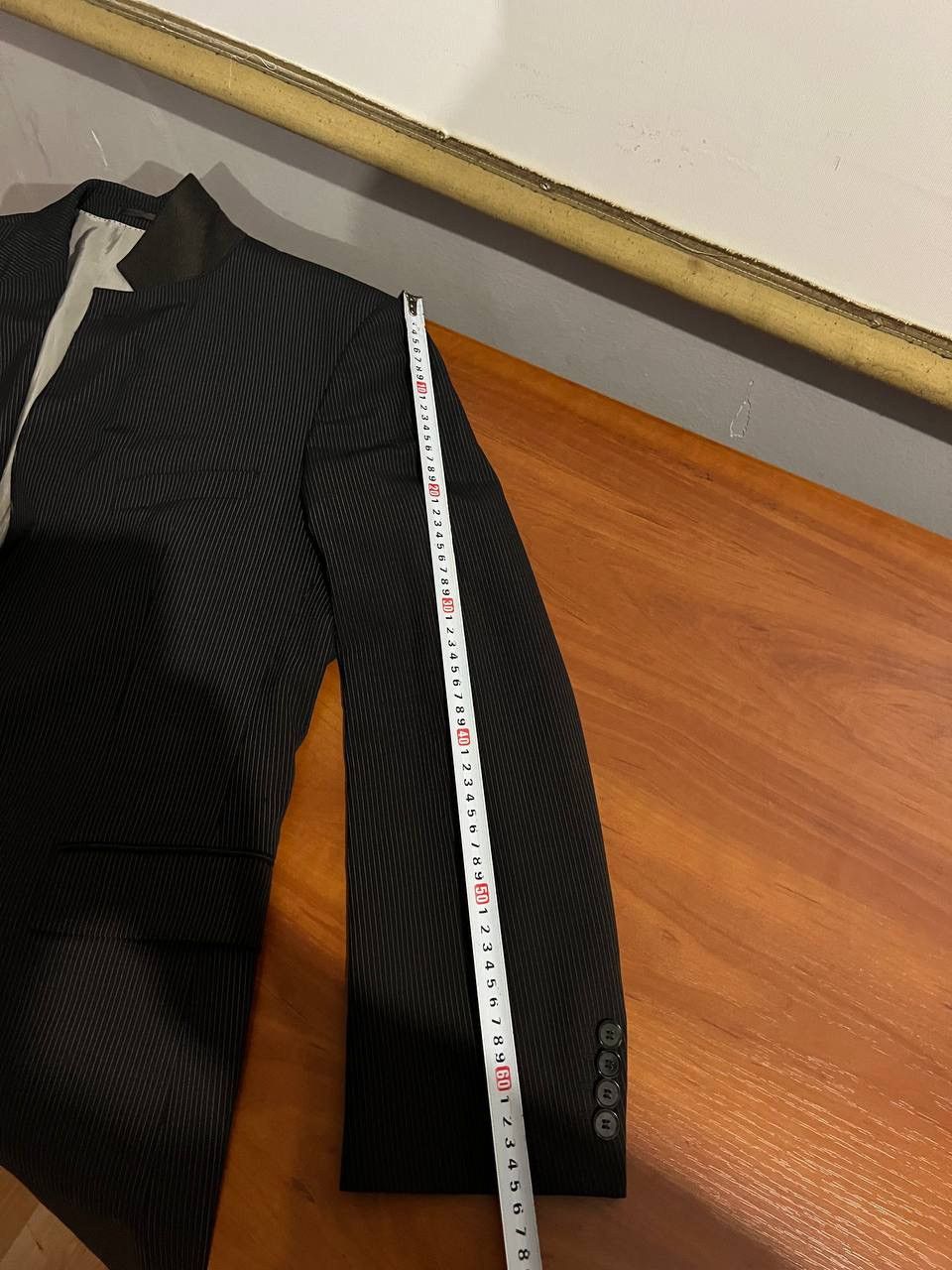 Hugo Boss VINTAGE HUGO BOSS STRIPED BLACK SOLID BRUTAL MENS SUIT SZ 52 Size 52R - 15 Thumbnail