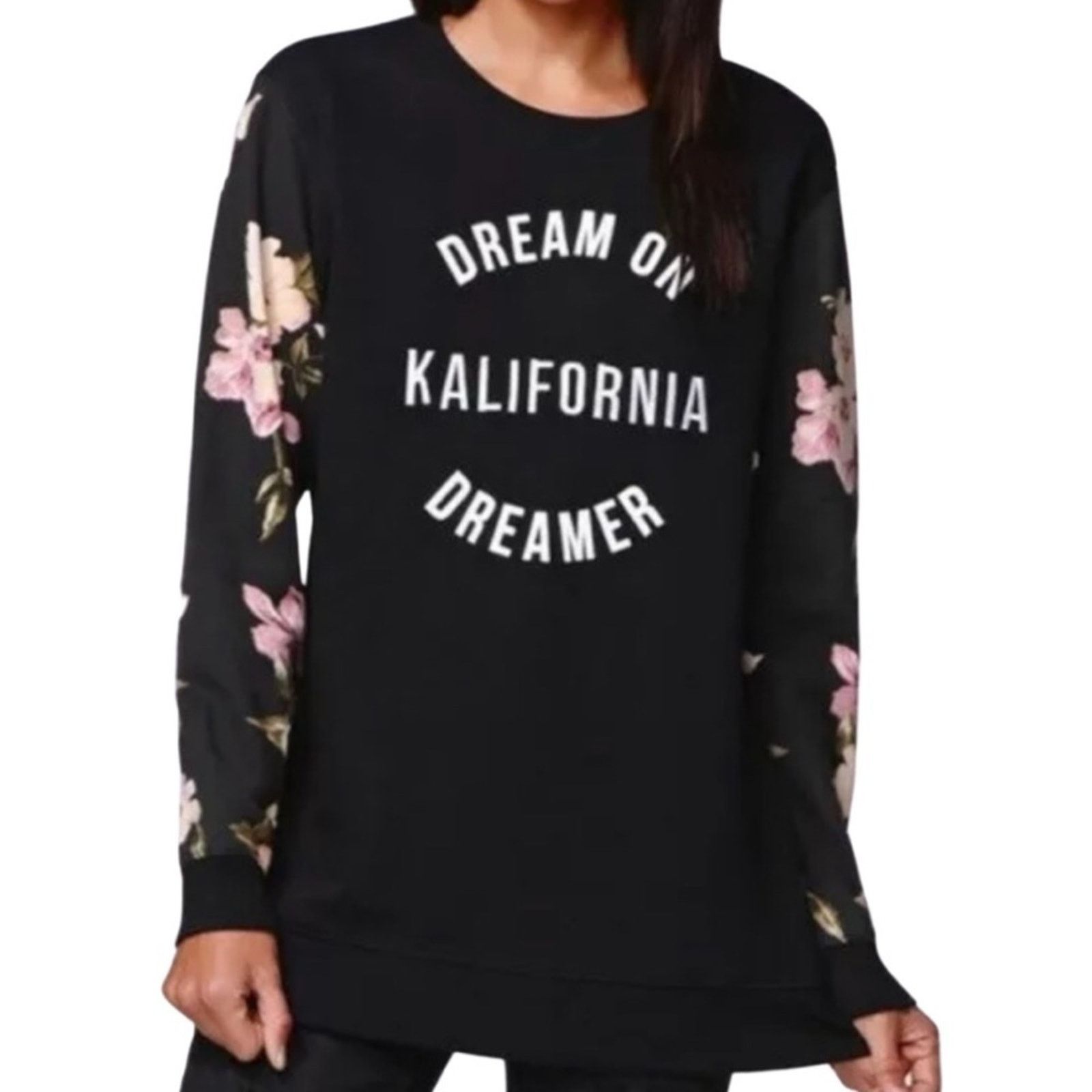 Kendall And Kylie Kendall & Kylie Women’s Dream On Pullover Floral Sweatshirt Size M / US 6-8 / IT 42-44 - 1 Thumbnail