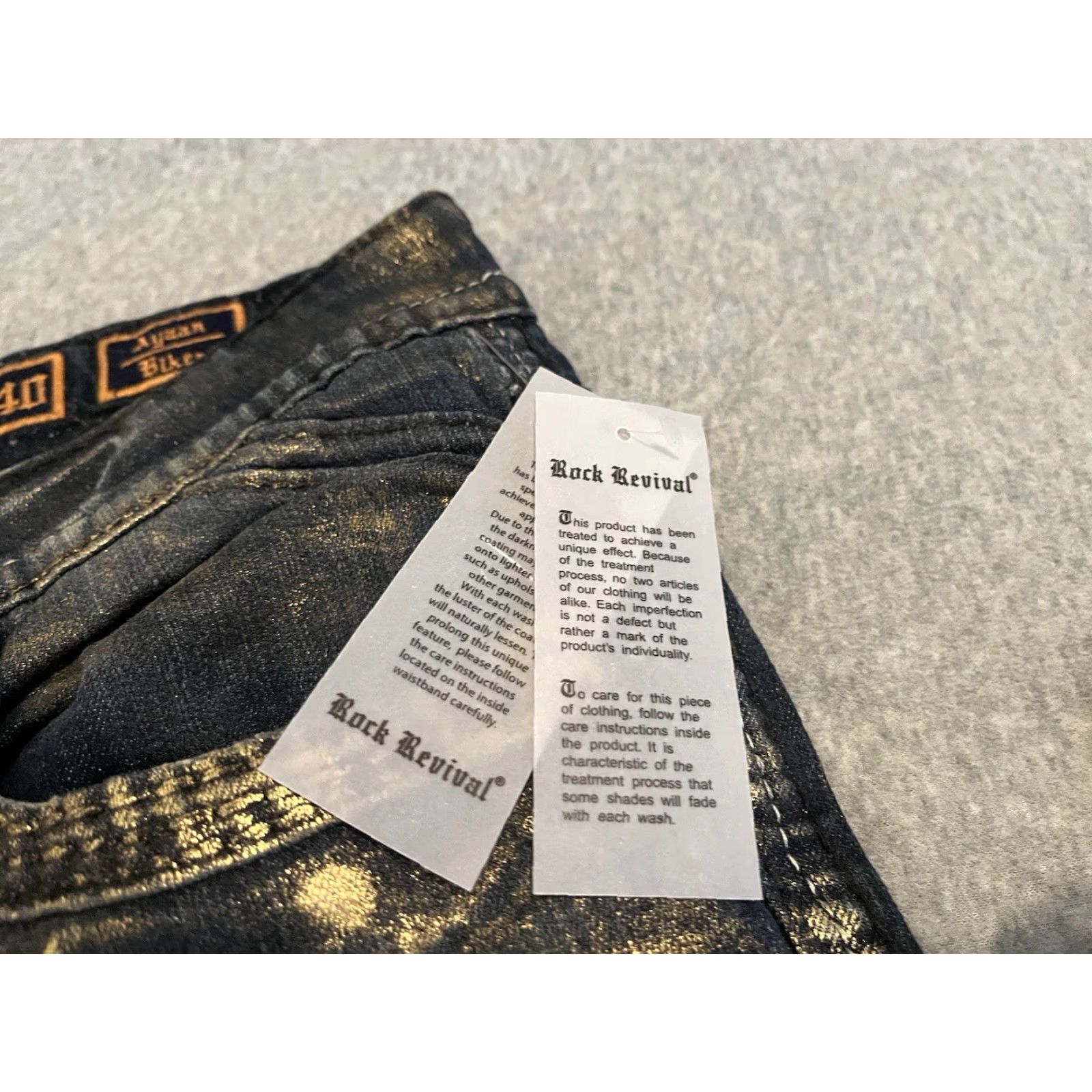 Vintage VINTAGE Rock Revival Jeans Distressed Biker Mens 40x34 Gold NWT Size US 40 / EU 56 - 4 Thumbnail