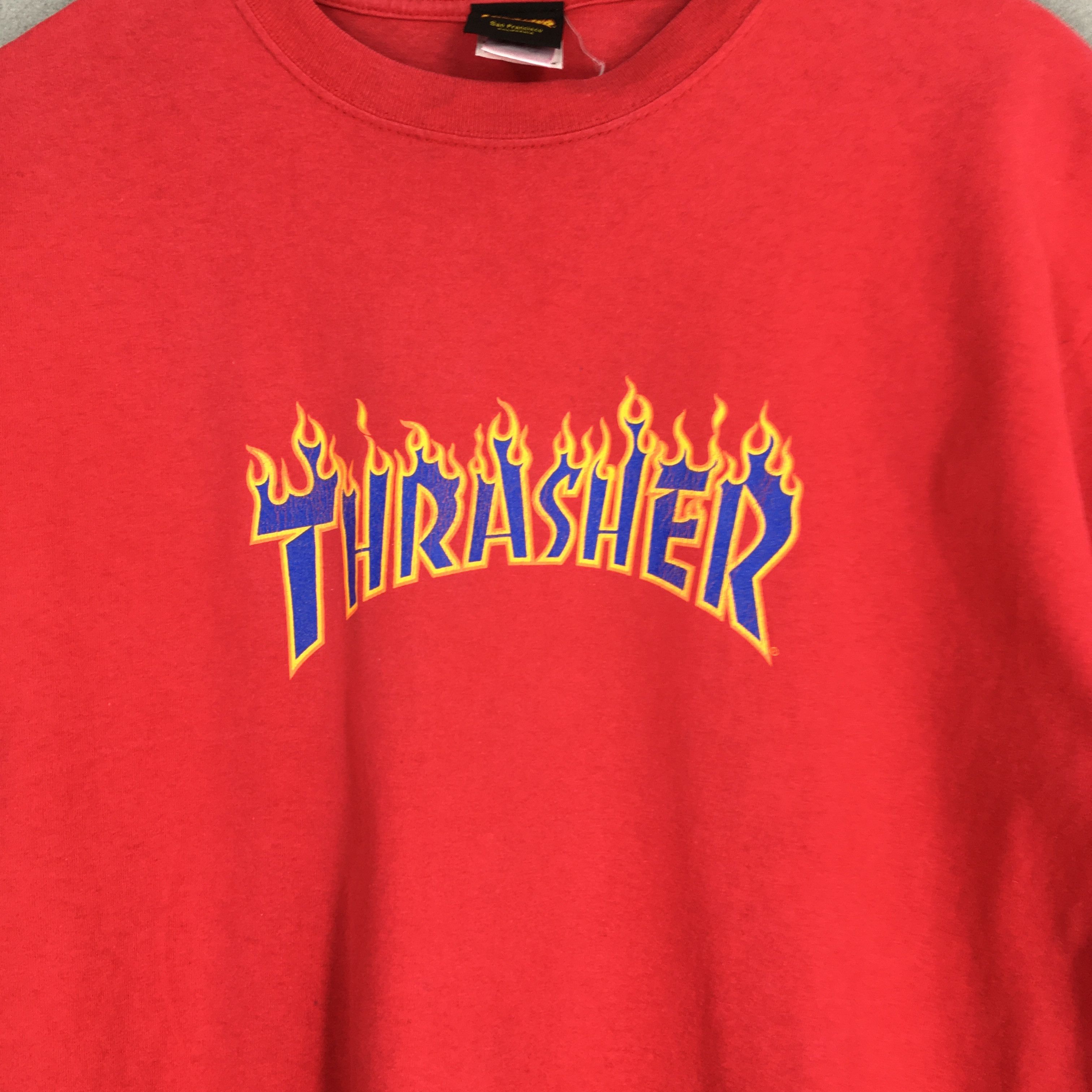 Thrasher × Vintage Vintage 90's Thrasher Magazine Fire Flame Red T shirt Large Size US L / EU 52-54 / 3 - 7 Thumbnail