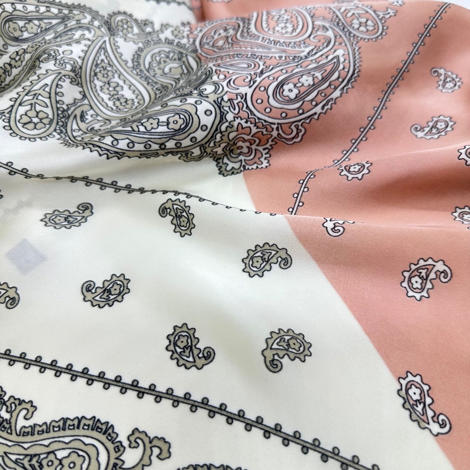 Other Luxury Navy Blue White Paisley Geometric Silky Square Scarf Size ONE SIZE - 4 Thumbnail