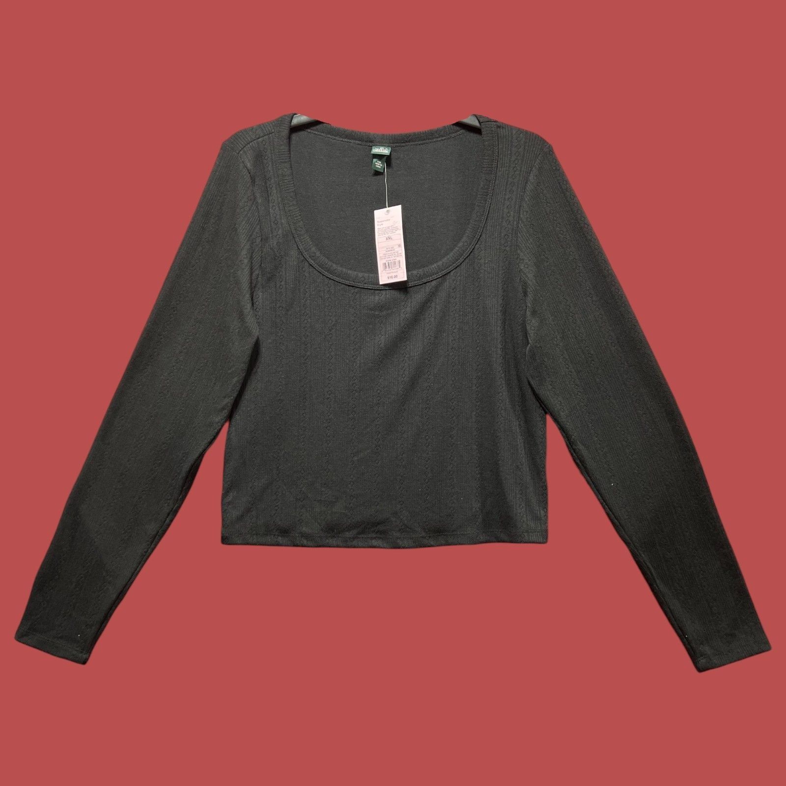 Other Wild Fable - Women's Long Sleeve Pointelle T-Shirt - Black - Size XXL / US 16-18 / IT 52-54 - 1 Thumbnail