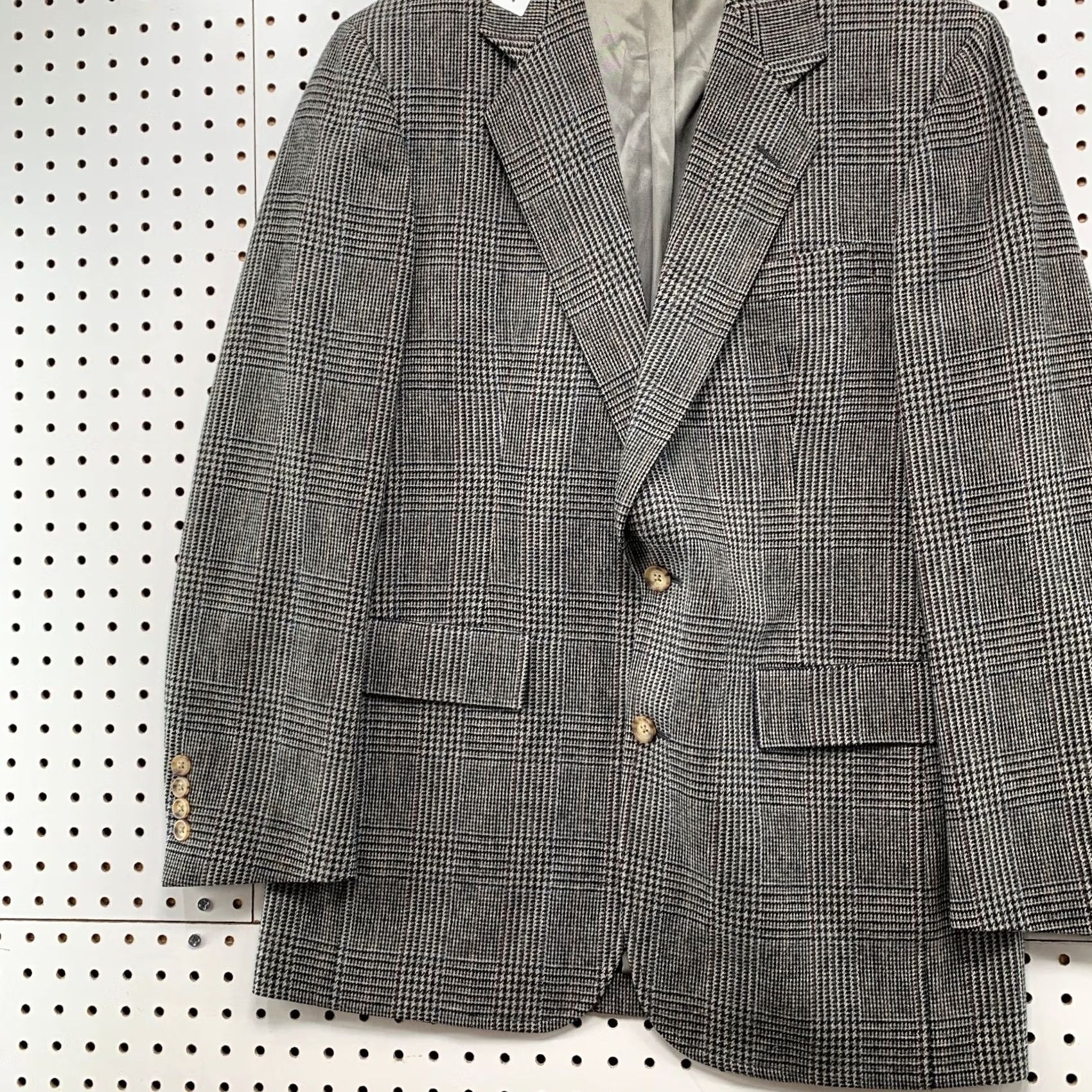 Hart Schaffner Marx Hart Schaffner Marx Blazer Men 36 Herringbone Gray Tweed Wool 2 Piece 90s Vintage Size 36R - 6 Thumbnail