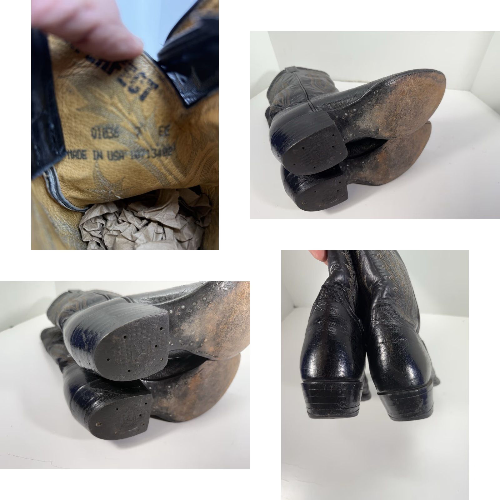 Tony Lama Tony Lama Boots Men Size 7 EE Wide Black Leather Western Ostrich Smooth Cowboy Rodeo Shoe Size US 7 / EU 40 - 9 Thumbnail