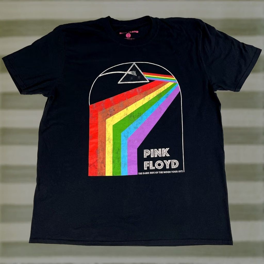 Vintage Pink Floyd T-Shirt Men XL Dark Side of the Moon Tour 1972 2016 Black 100% Cotton Double-Sided UK Made Size US XL / EU 56 / 4 - 1 Thumbnail