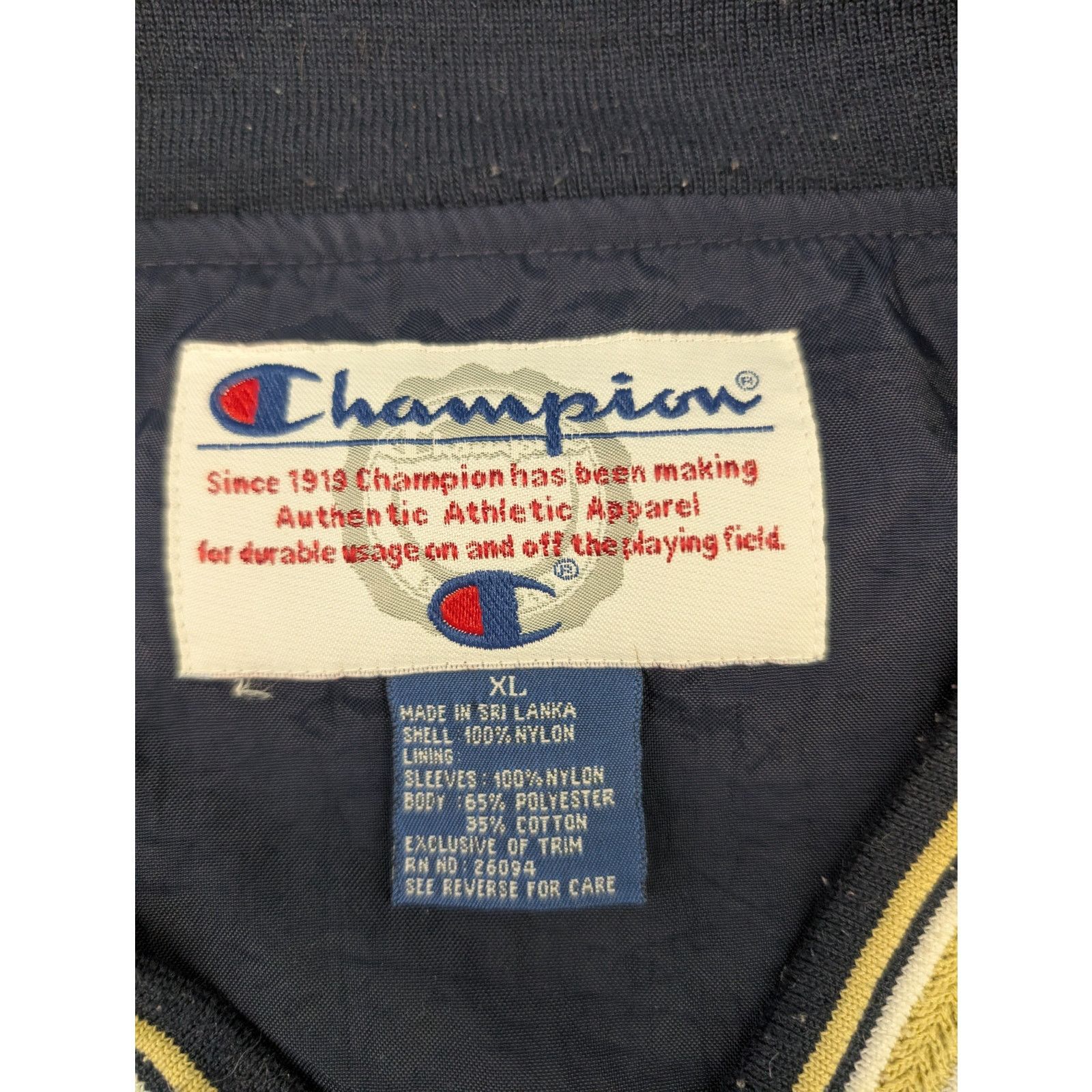 Champion 2000s Y2K Western University Yellow Windbreaker Jacket Size US XL / EU 56 / 4 - 4 Thumbnail