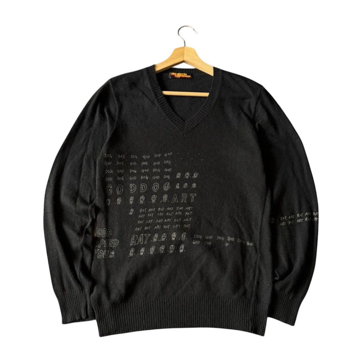 Hysteric Glamour Hysteric Glamour Archive "GOD DOG ART" V-Neck Knit Sweater Size US S / EU 44-46 / 1 - 1 Thumbnail