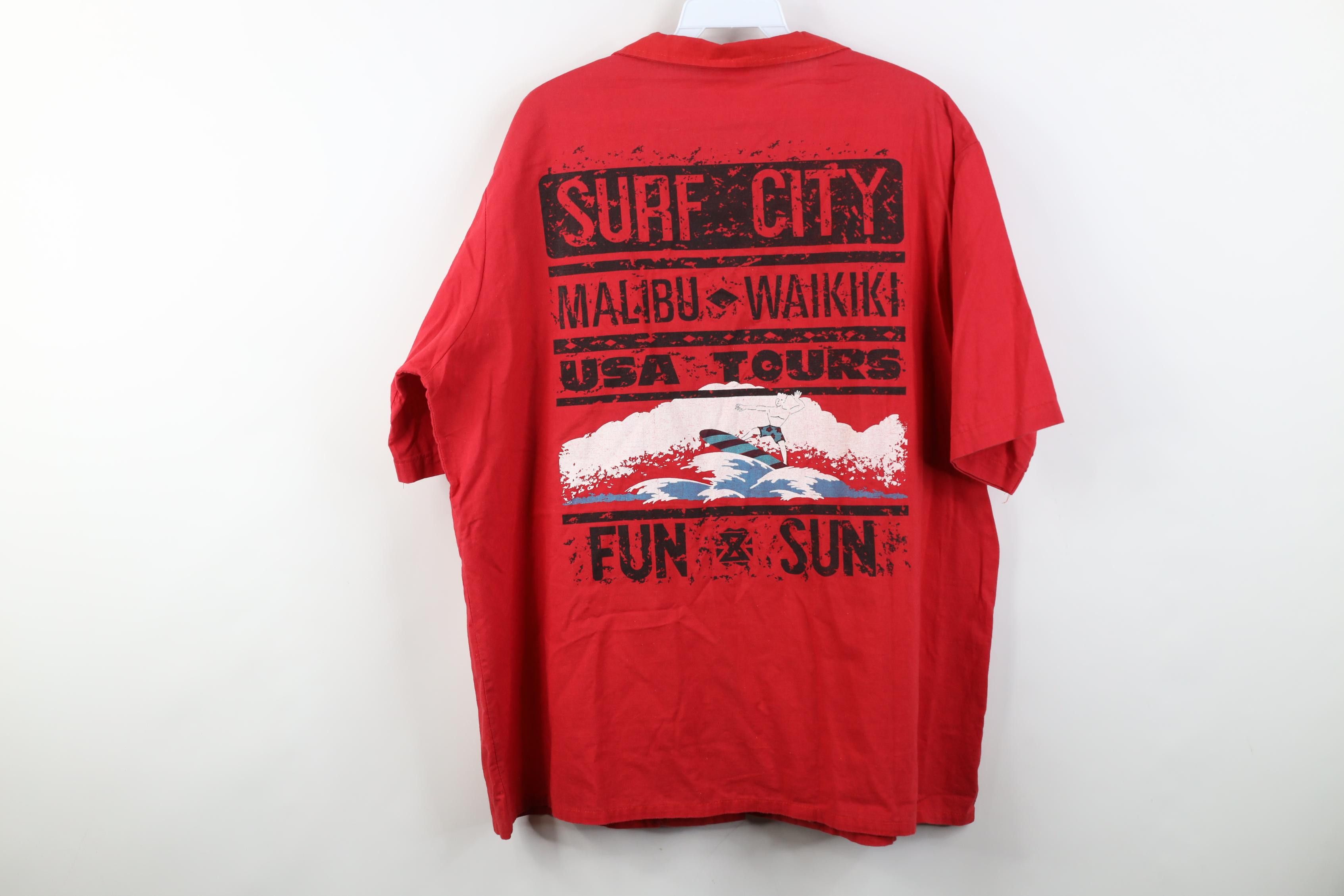 Vintage Vintage 80s 90s Surfing Camp Collar Button Shirt Red USA Size US L / EU 52-54 / 3 - 14 Thumbnail