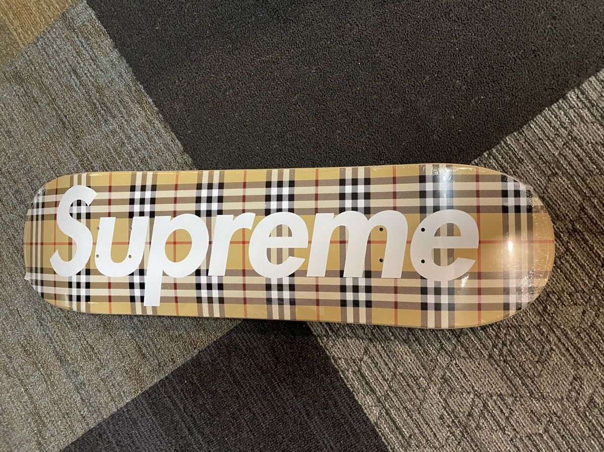 image of Burberry Skateboard Deck in Red/Black/Tan, Men's