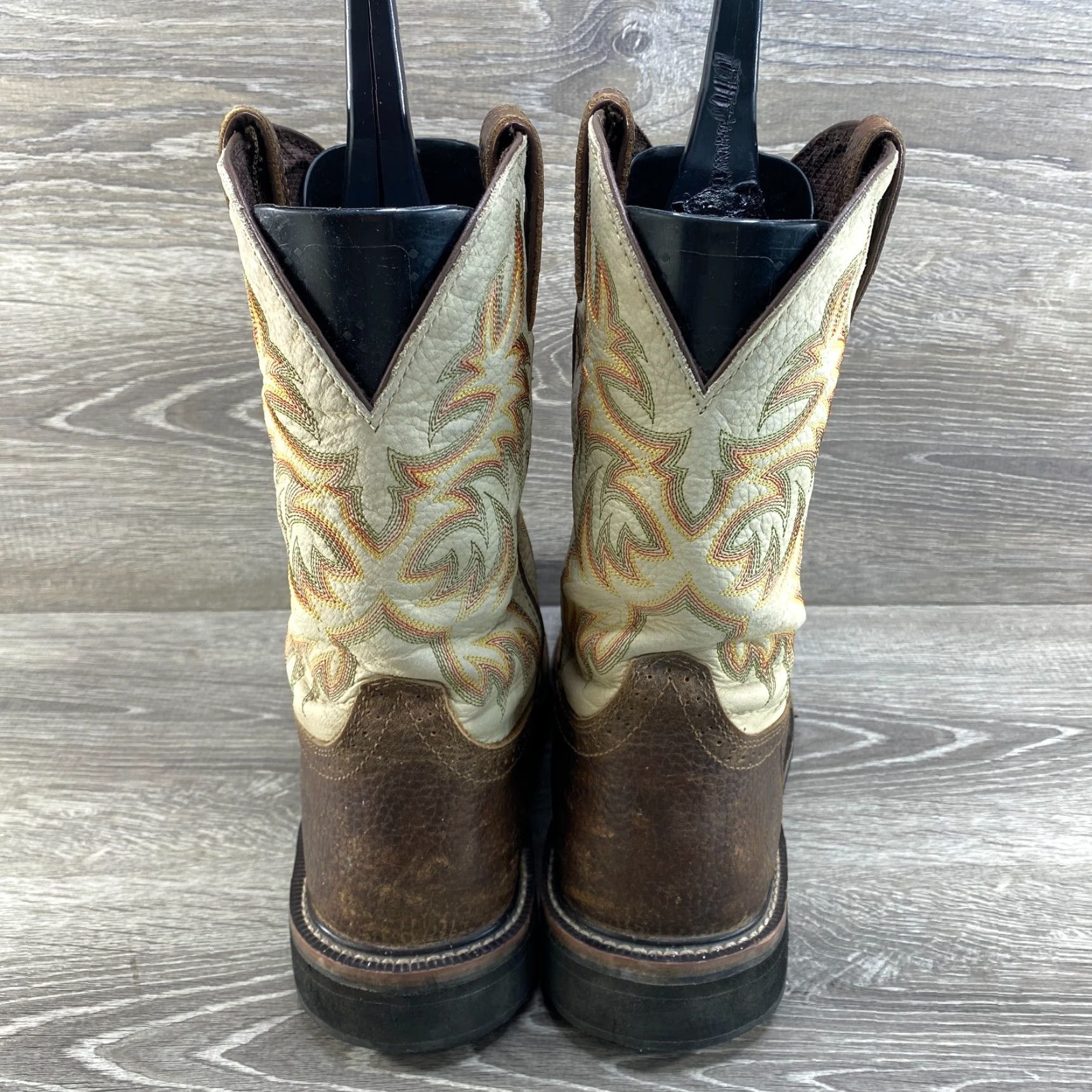 Vintage VINTAGE Justin Driller Mens 10 D Brown Leather Steel Toe Cowboy Western Boots Square Toe WK4684 Leather Boots Brown Cowboy Steel Toe Boots Men Size US 10 / EU 43 - 7 Thumbnail