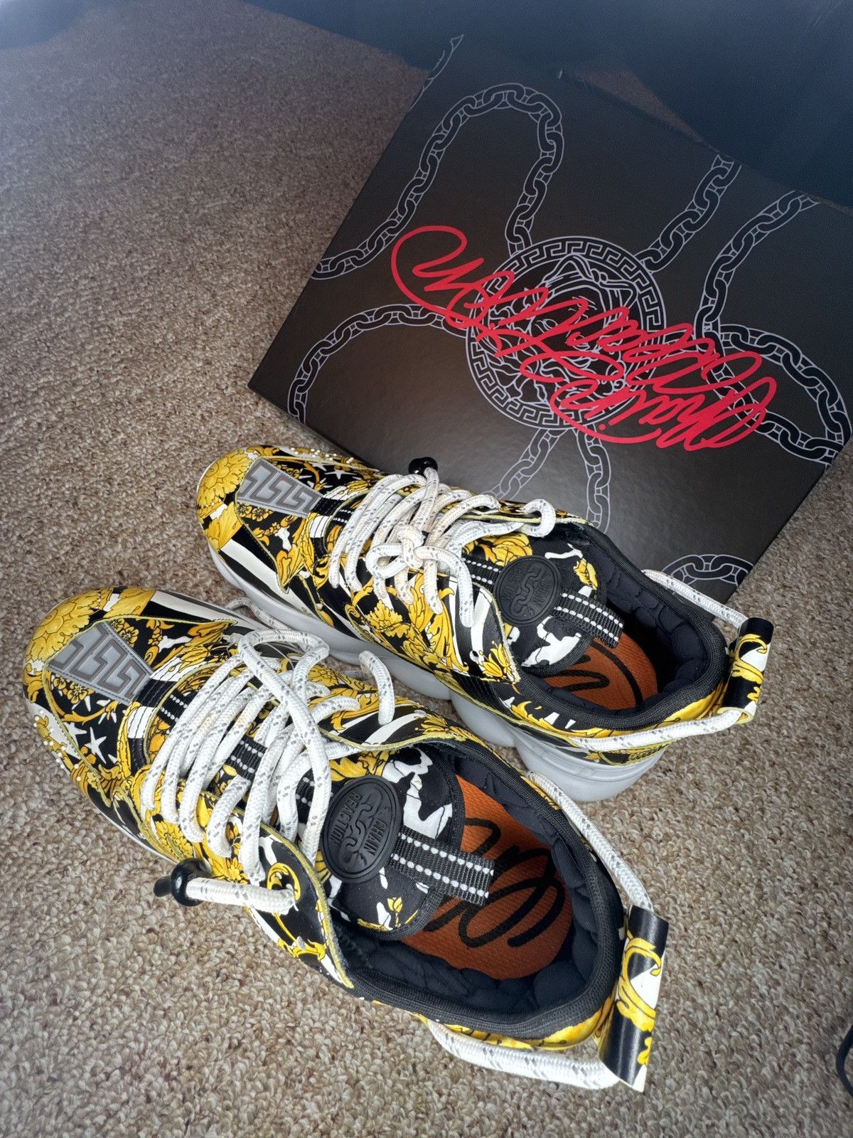 Versace Mens Versace Chain Reaction Black/Gold and White Size 45 Size US 10 / EU 43 - 6 Thumbnail