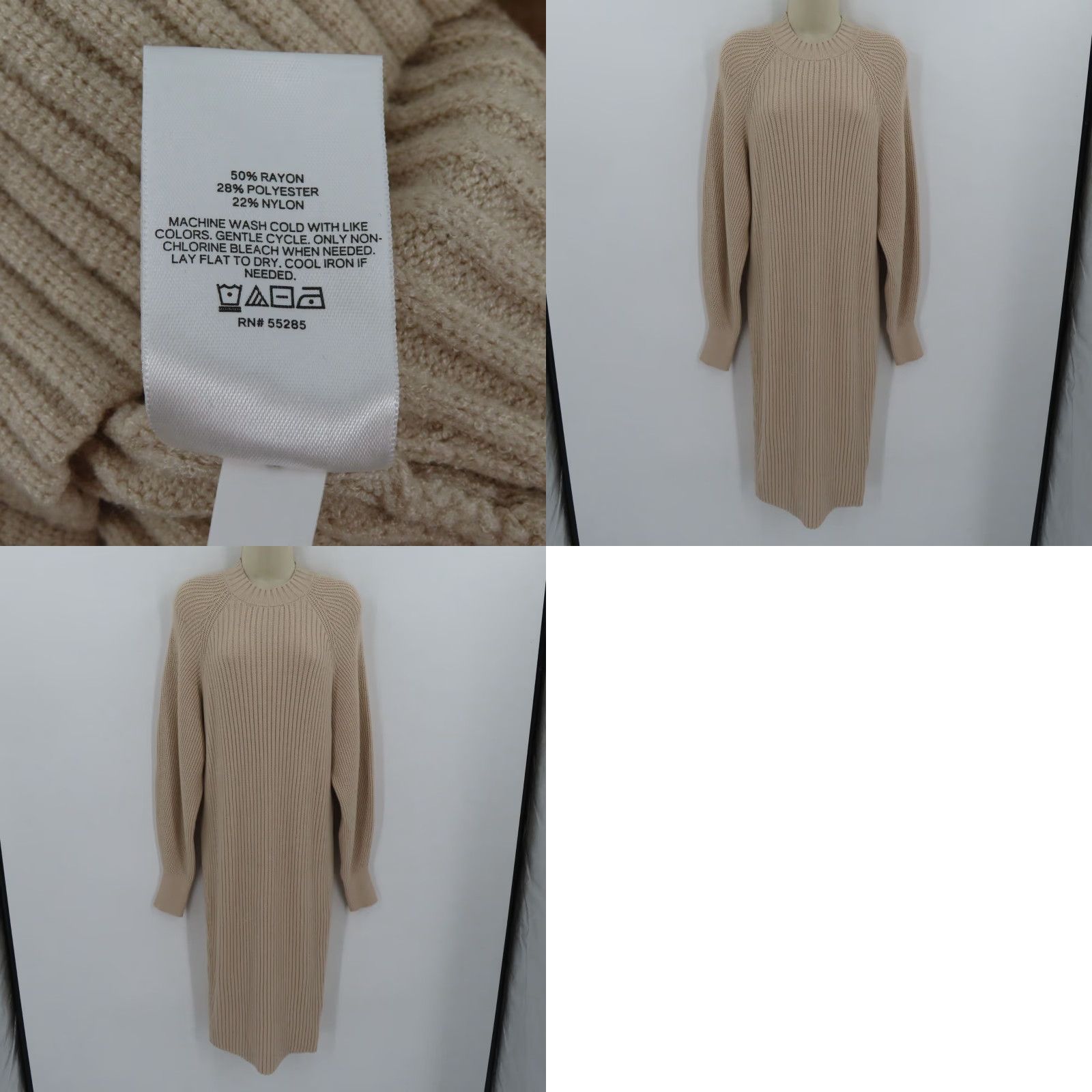 Express Express XS Beige Crewneck Knit Sweater Dress Womens Long Sleeve Midi Casual Formal Workwear Size XS / US 0-2 / IT 36-38 - 8 Thumbnail