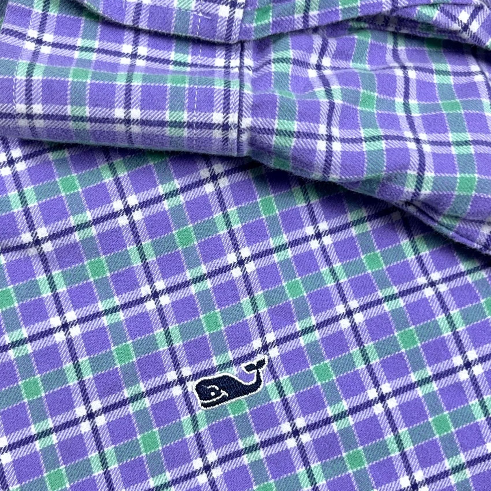 Vineyard Vines Vineyard Vines Shirt Men Large Slim Purple Plaid Flannel Button Up Whale Shirt Size US L / EU 52-54 / 3 - 4 Thumbnail