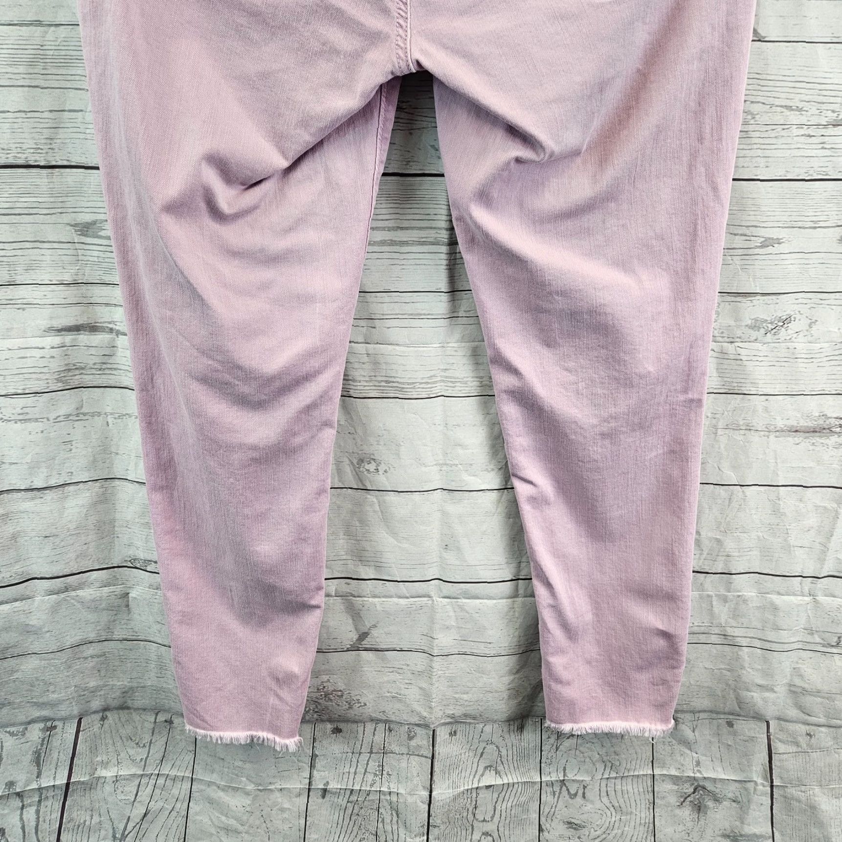Loft VINTAGE? No. (Corrected) LOFT Womens Modern Skinny Jeans Sz 6 Purple/Pink Raw Hem Mid Rise Denim Cotton Blend Zip Cropped Inseam 26 Womens Size 28" / US 6 / IT 42 - 5 Thumbnail